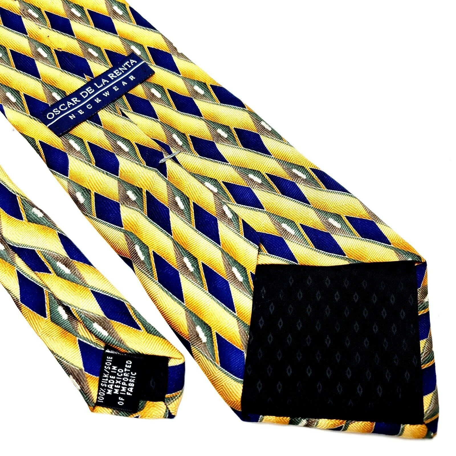 Oscar De La Renta Oscar De La Renta Silk Tie Yellow Print Short Wide Geometric Size ONE SIZE - 5 Thumbnail