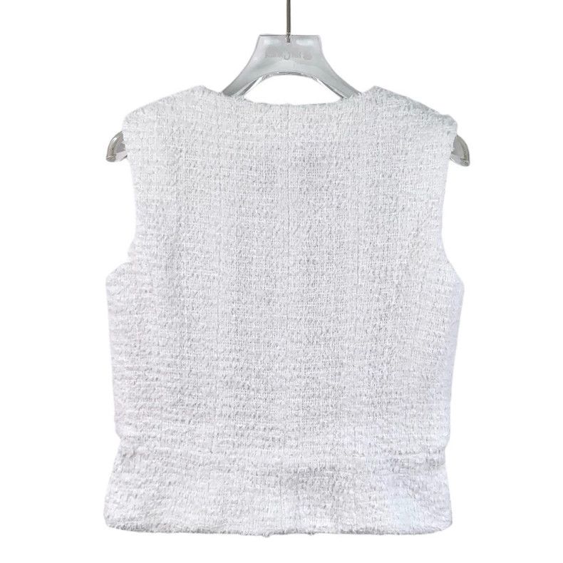 Chanel Chanel 22 white cotton round-neck sleeveless single-breast Size XXS / US 00 / IT 34 - 2 Thumbnail