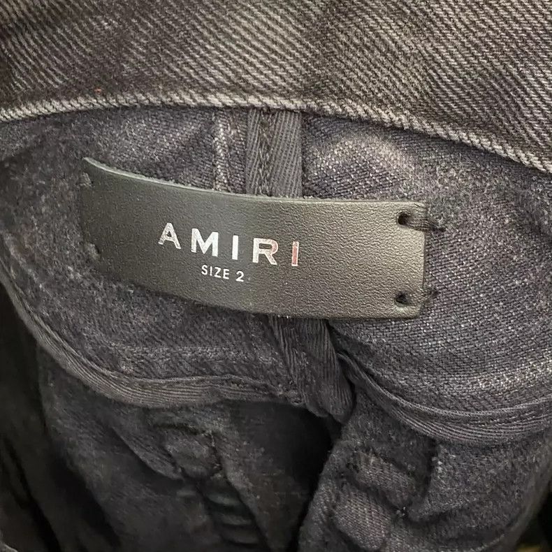 Amiri Amiri size2 Smoke Gray Destroyed Fringe High Waist Denim Sk Size 35" - 3 Thumbnail