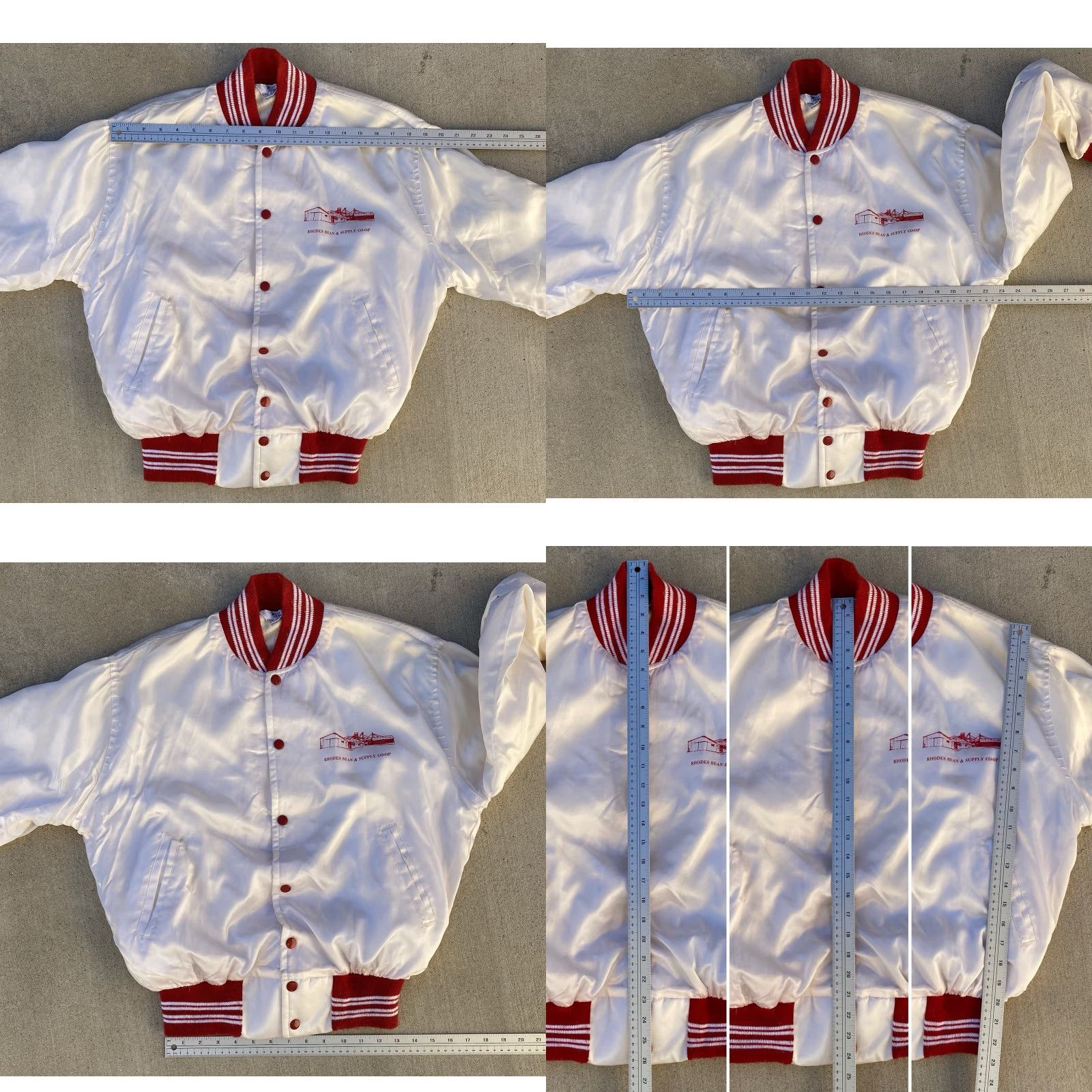 Vintage VINTAGE West Wind Rhodes Bean & Supply Co Op Satin Bomber Jacket M White 80s 70s Mens USA Logo Pockets Lined Size US M / EU 48-50 / 2 - 11 Thumbnail