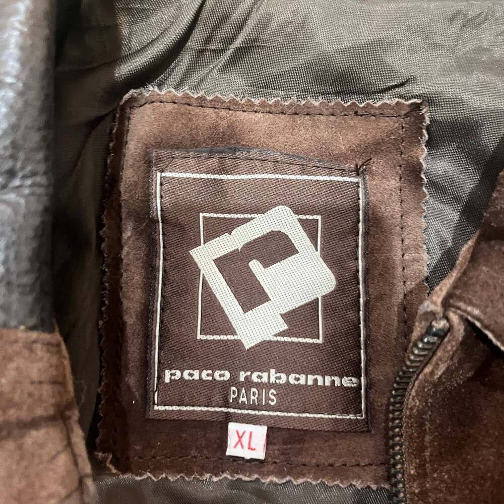 Paco Rabanne Vintage Paco Rabanne Brown Leather Jacket Size US XL / EU 56 / 4 - 2 Thumbnail