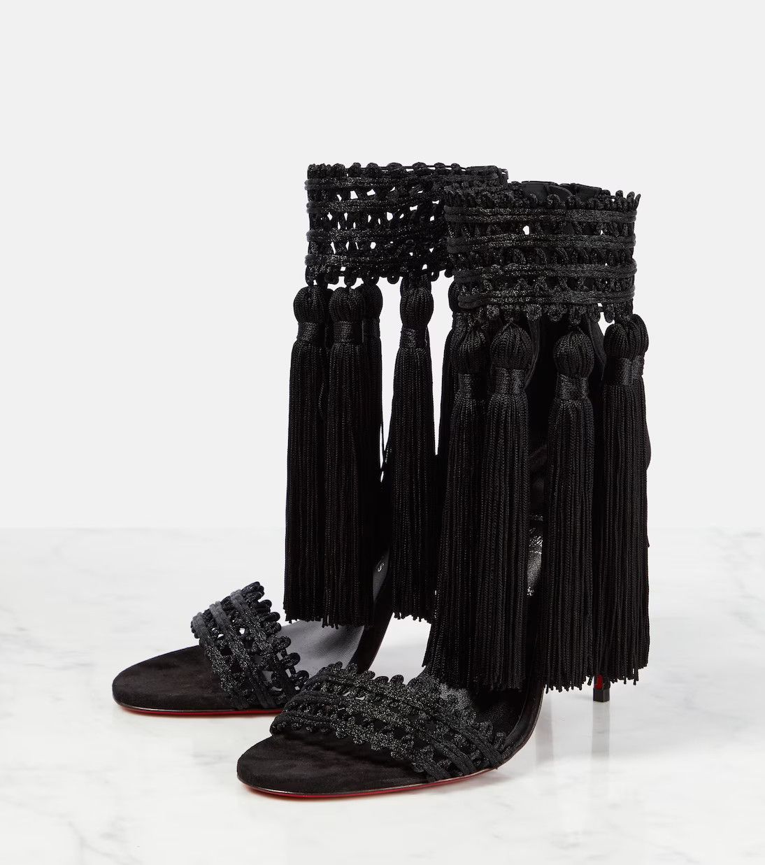 Christian Louboutin o1s1wg110924 Palma Heeled in Black Size US 7 / IT 37 - 3 Thumbnail