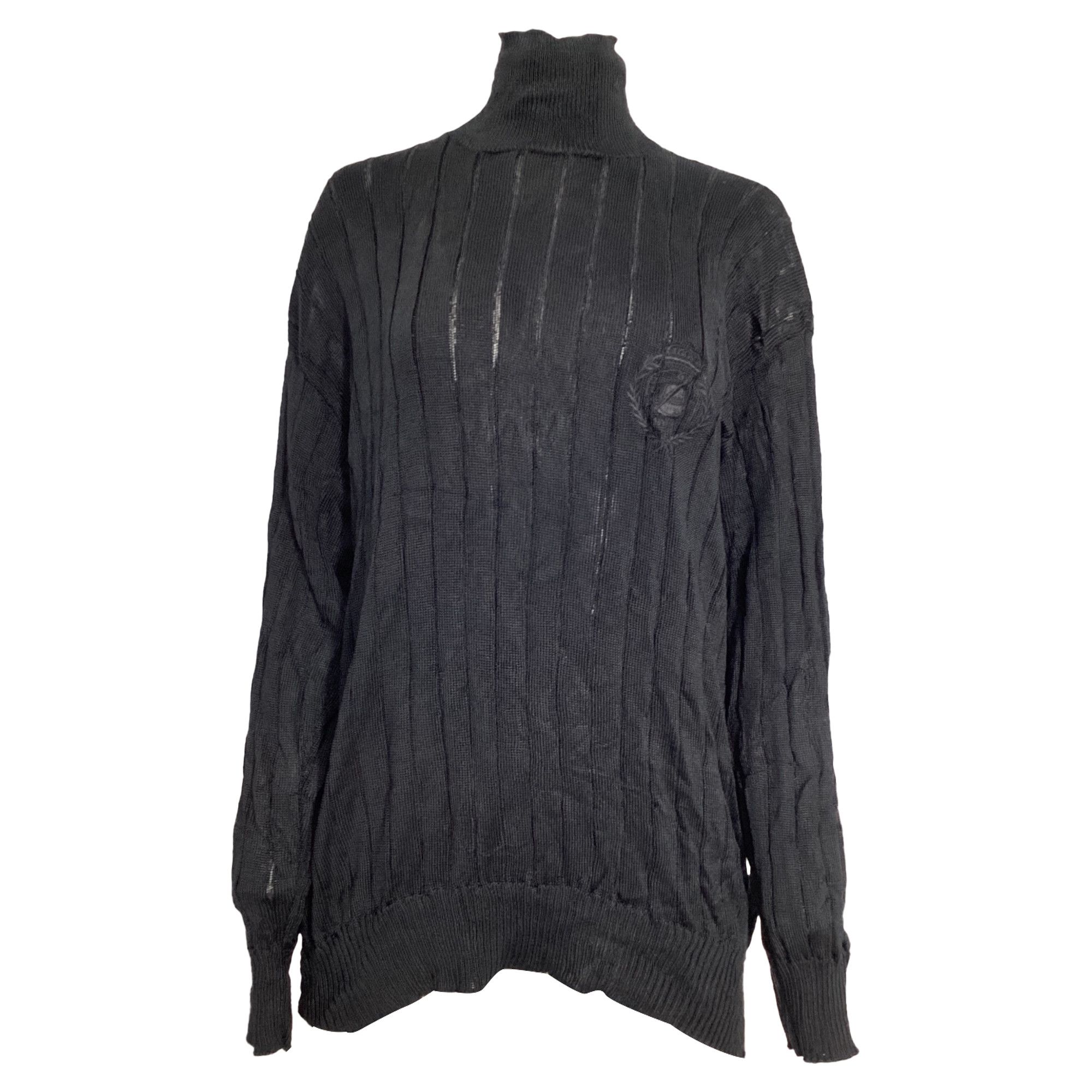 Balenciaga Balenciaga Turtleneck Rib Knit Sweater in Black Silk Size XS / US 0-2 / IT 36-38 - 1 Thumbnail