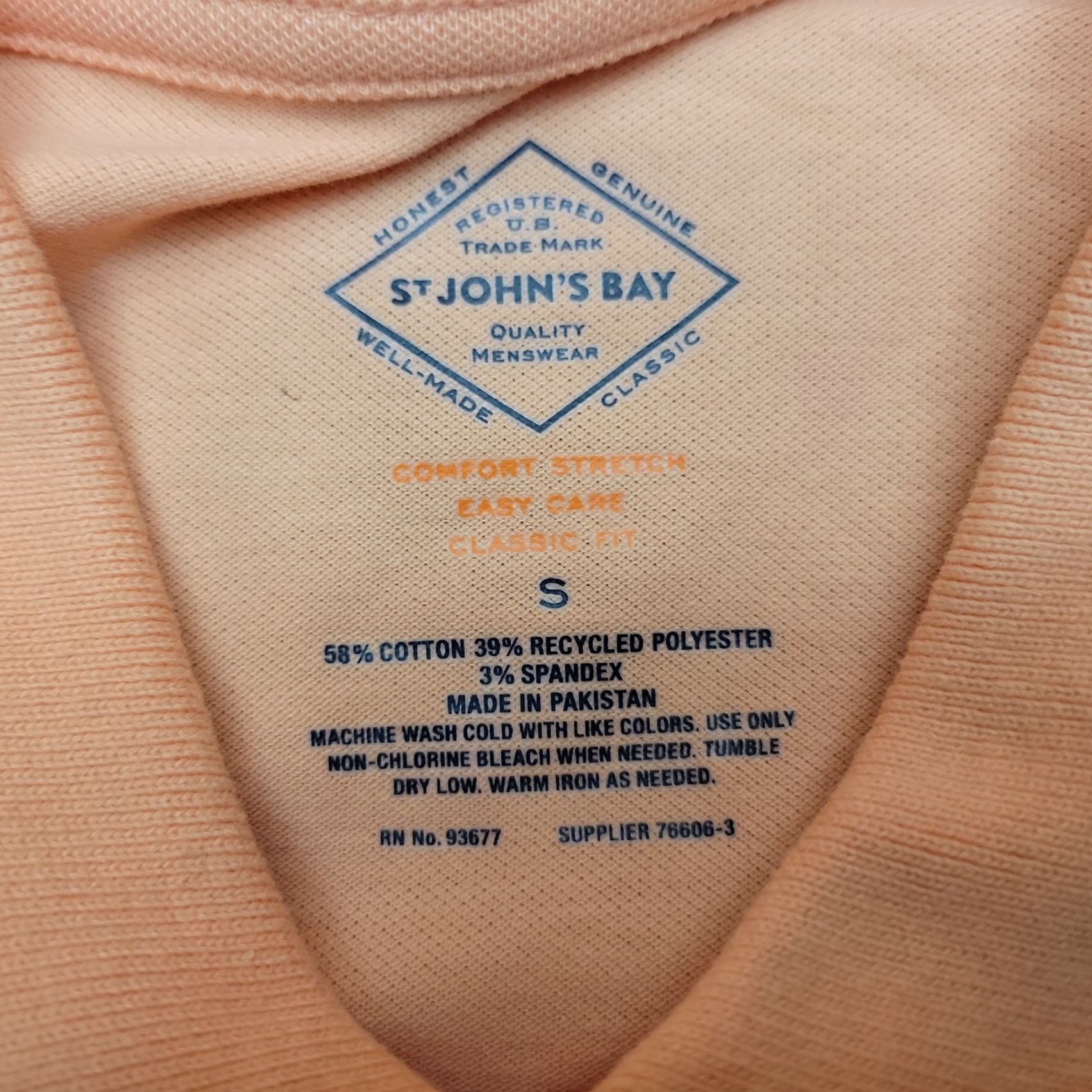 Vintage St Johns Bay Polo Shirt Mens Small Peach Performance Short Sleeve Golf Shirt Size US S / EU 44-46 / 1 - 4 Thumbnail