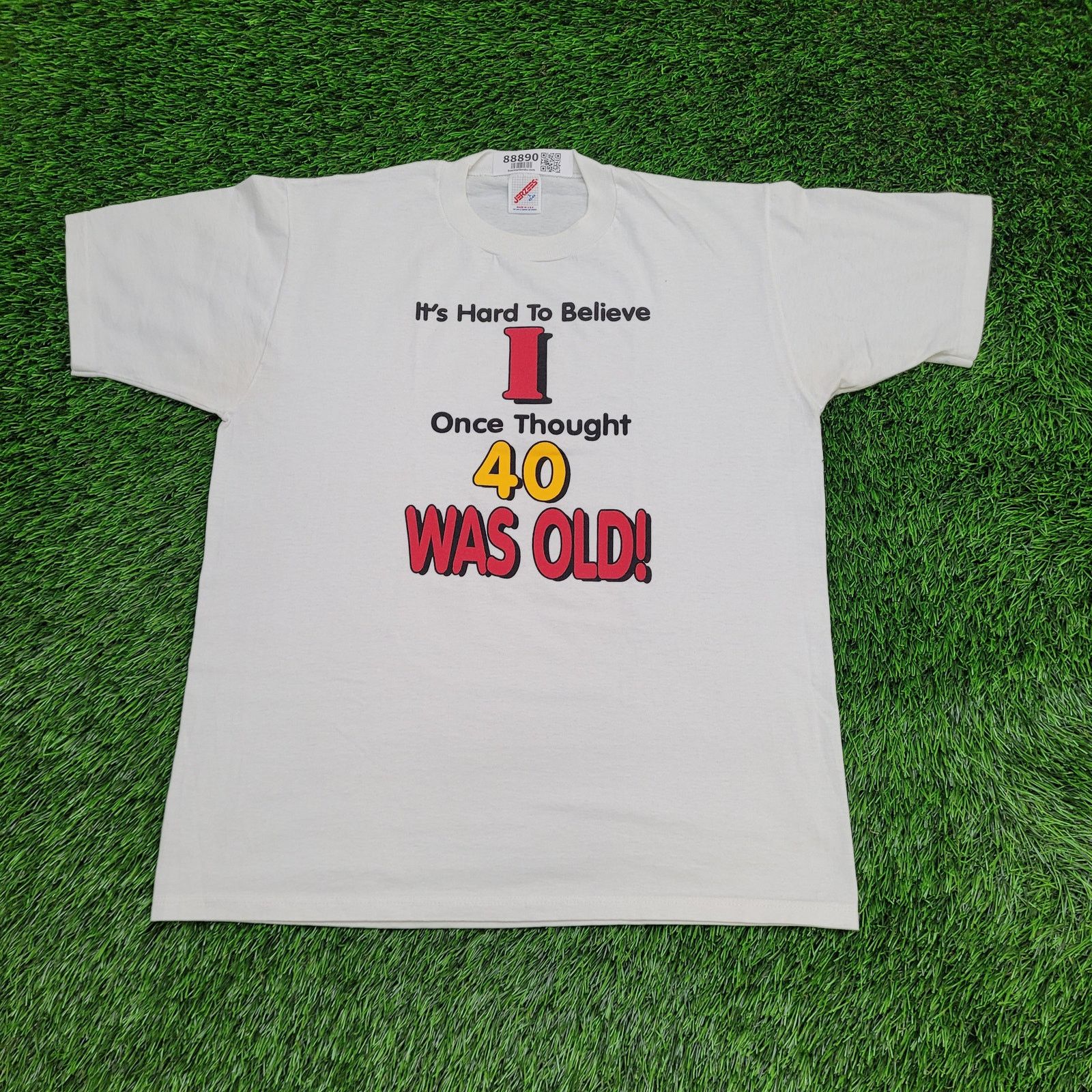 Jerzees VTG 90s "40 Was Old" T-Shirt Mens L Single Stitch USA Size US L / EU 52-54 / 3 - 1 Thumbnail