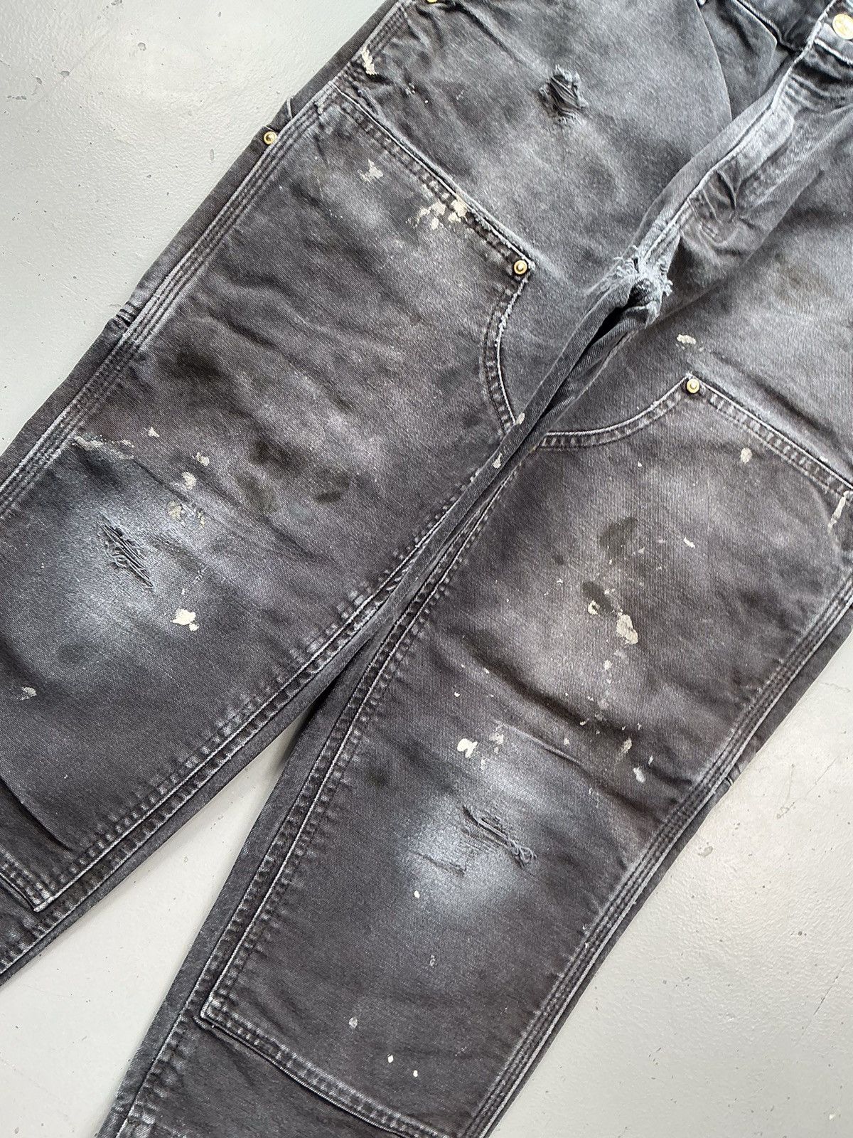 Carhartt × Vintage Vintage Carhartt b01BLK distressed painted double knee denim Size US 32 / EU 48 - 5 Thumbnail