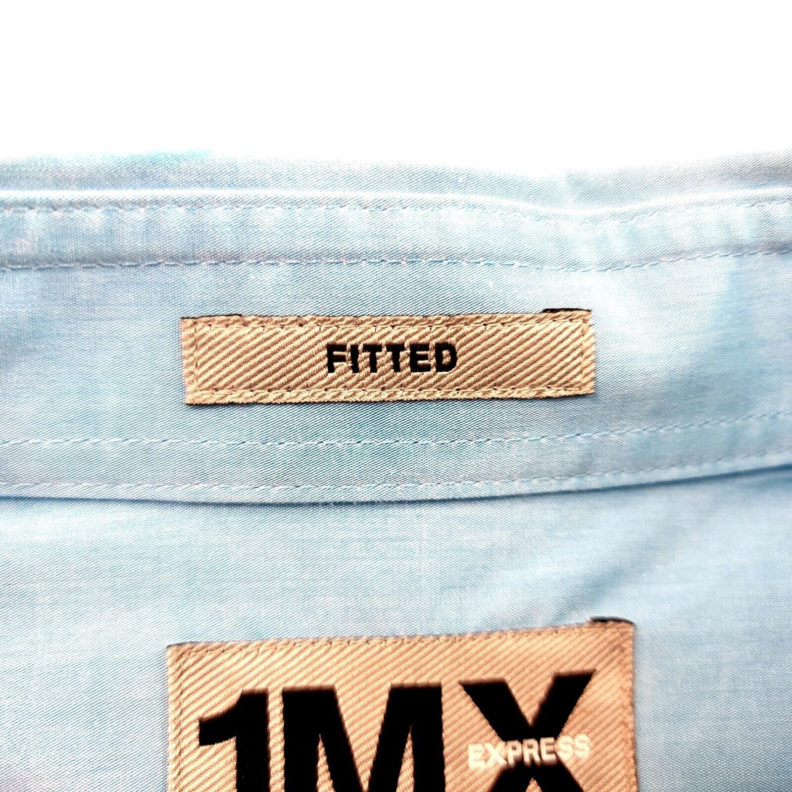 Express Express 1MX Fitted Blue Small 14-14.5 Collared Dress Shirt Size US S / EU 44-46 / 1 - 9 Thumbnail