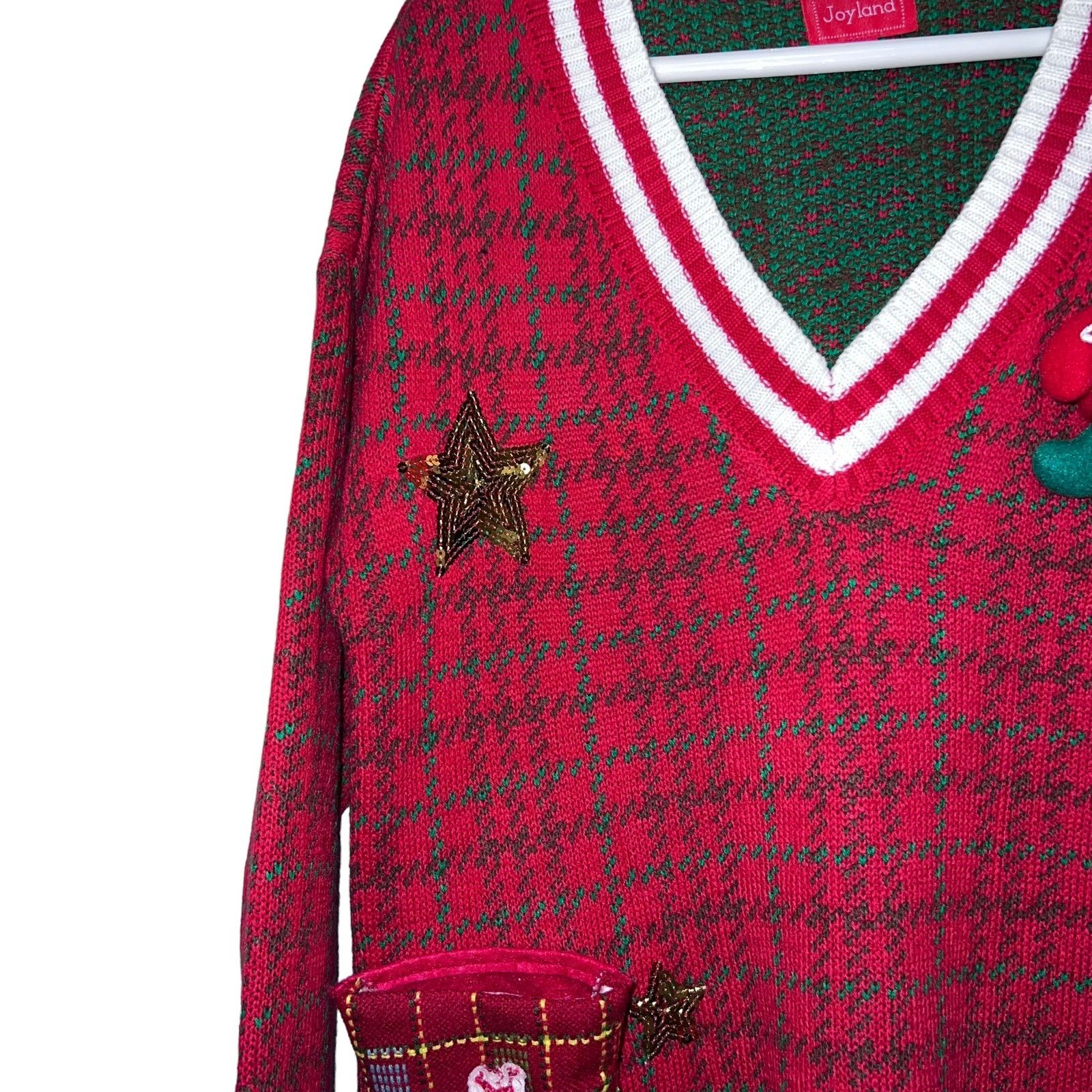 Other Joyland Long Sleeve Varsity Ugly Christmas Sweater Santa LG Size M / US 6-8 / IT 42-44 - 7 Thumbnail