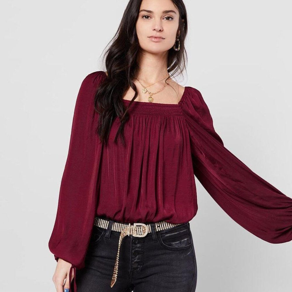 Free People NWT $68 New Free People Another Round Pomegranate Wine Top Size M / US 6-8 / IT 42-44 - 3 Thumbnail
