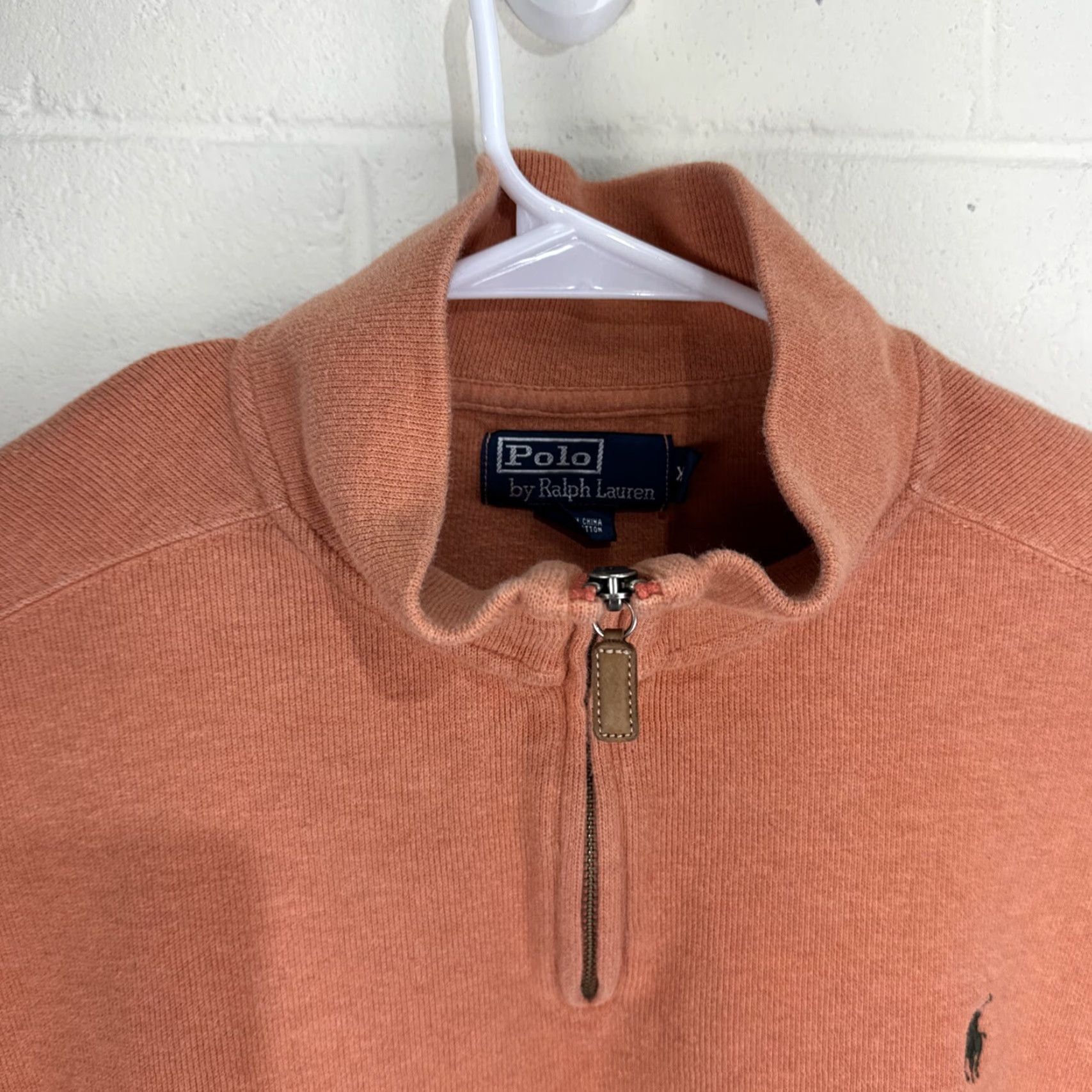 Polo Ralph Lauren Polo Ralph Lauren Sweater Men's 2XL Orange 1/4 Zip Knit Pony Logo Cotton Mock Neck Pullover Size US XXL / EU 58 / 5 - 4 Thumbnail