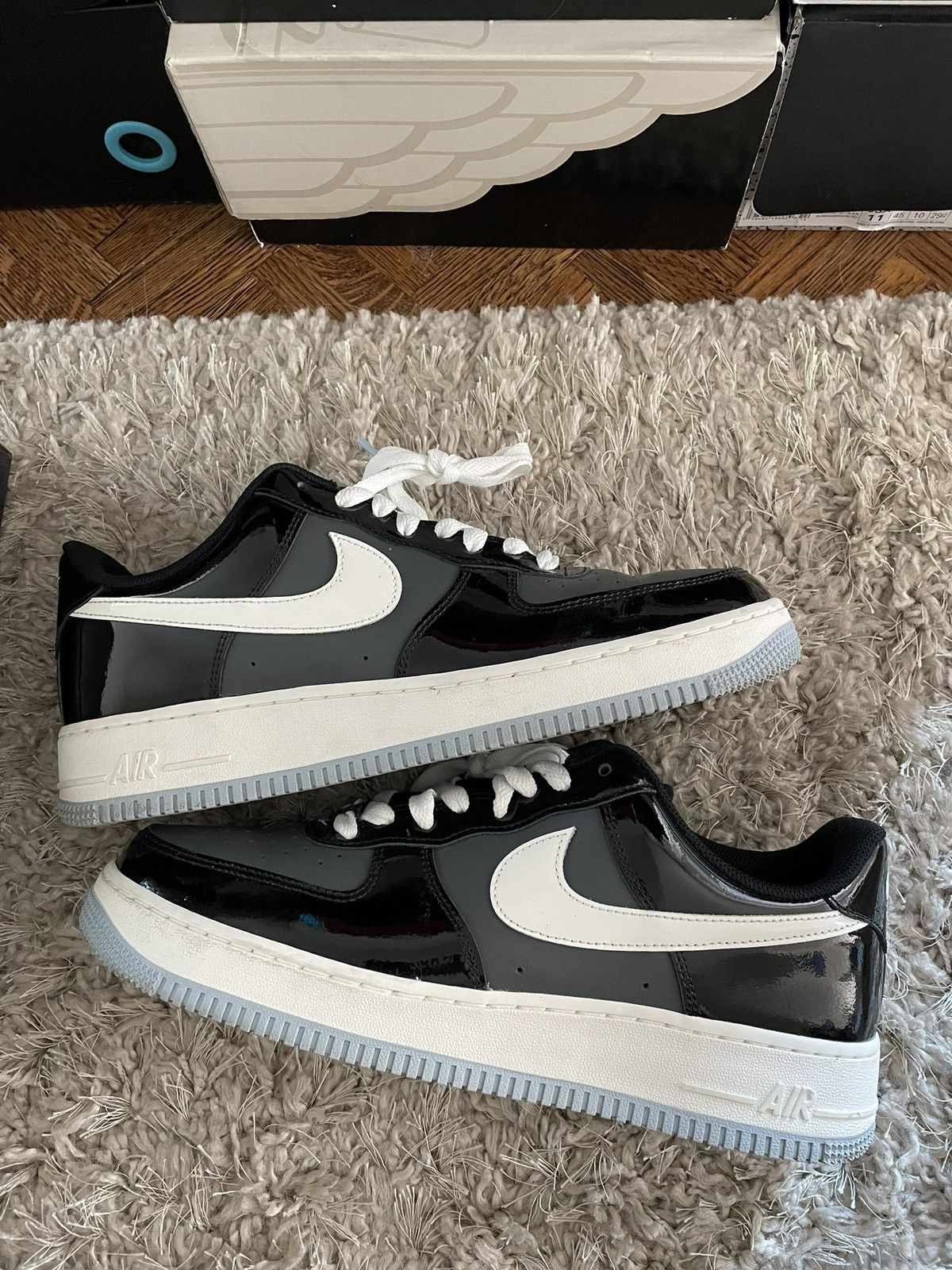 Nike Nike Air Force 1 Low Black Iron Grey Patent Size US 11 / EU 44 - 2 Thumbnail