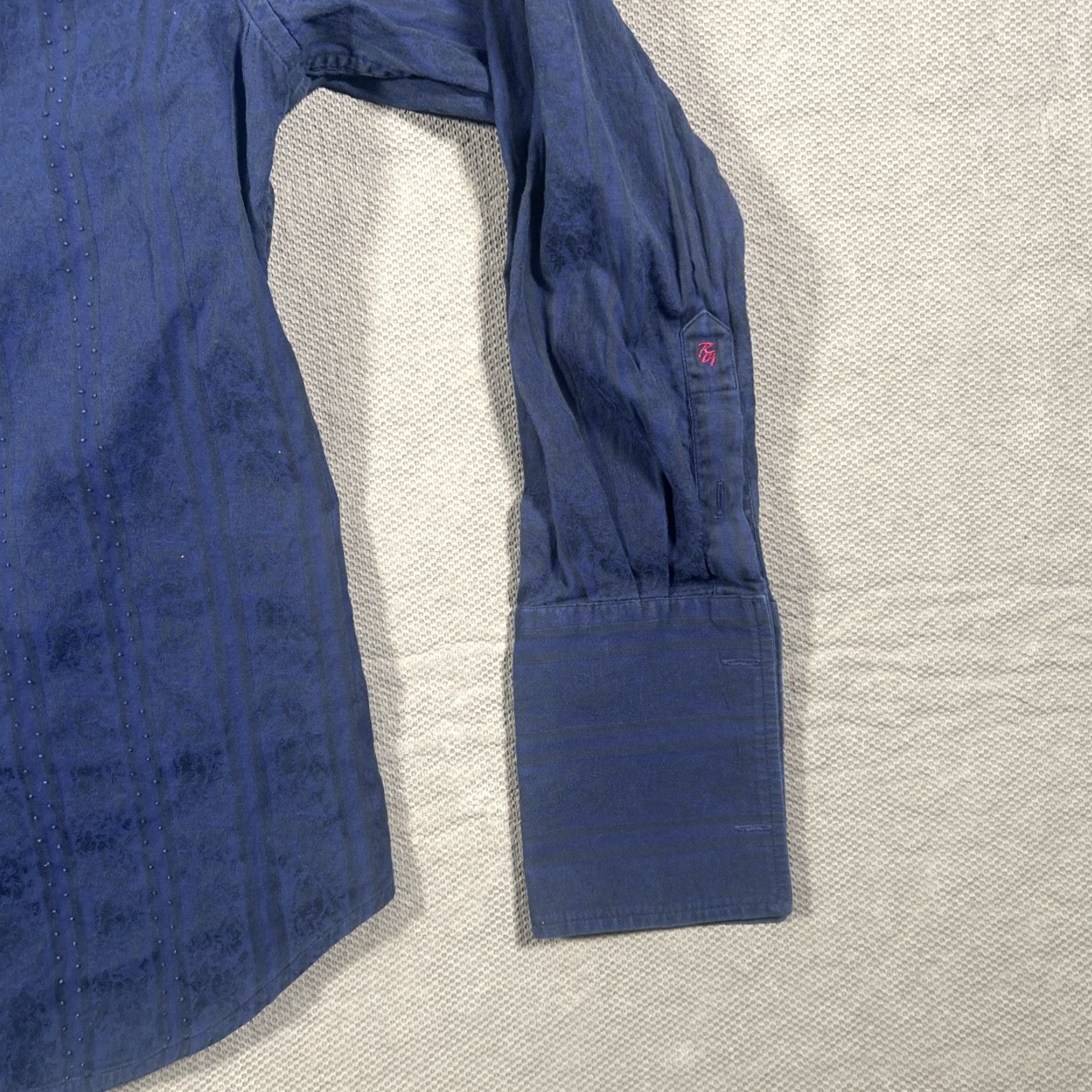 Robert Graham Robert Graham Shirt Mens Medium Blue Flip Cuff Pearl Button Size US M / EU 48-50 / 2 - 6 Thumbnail