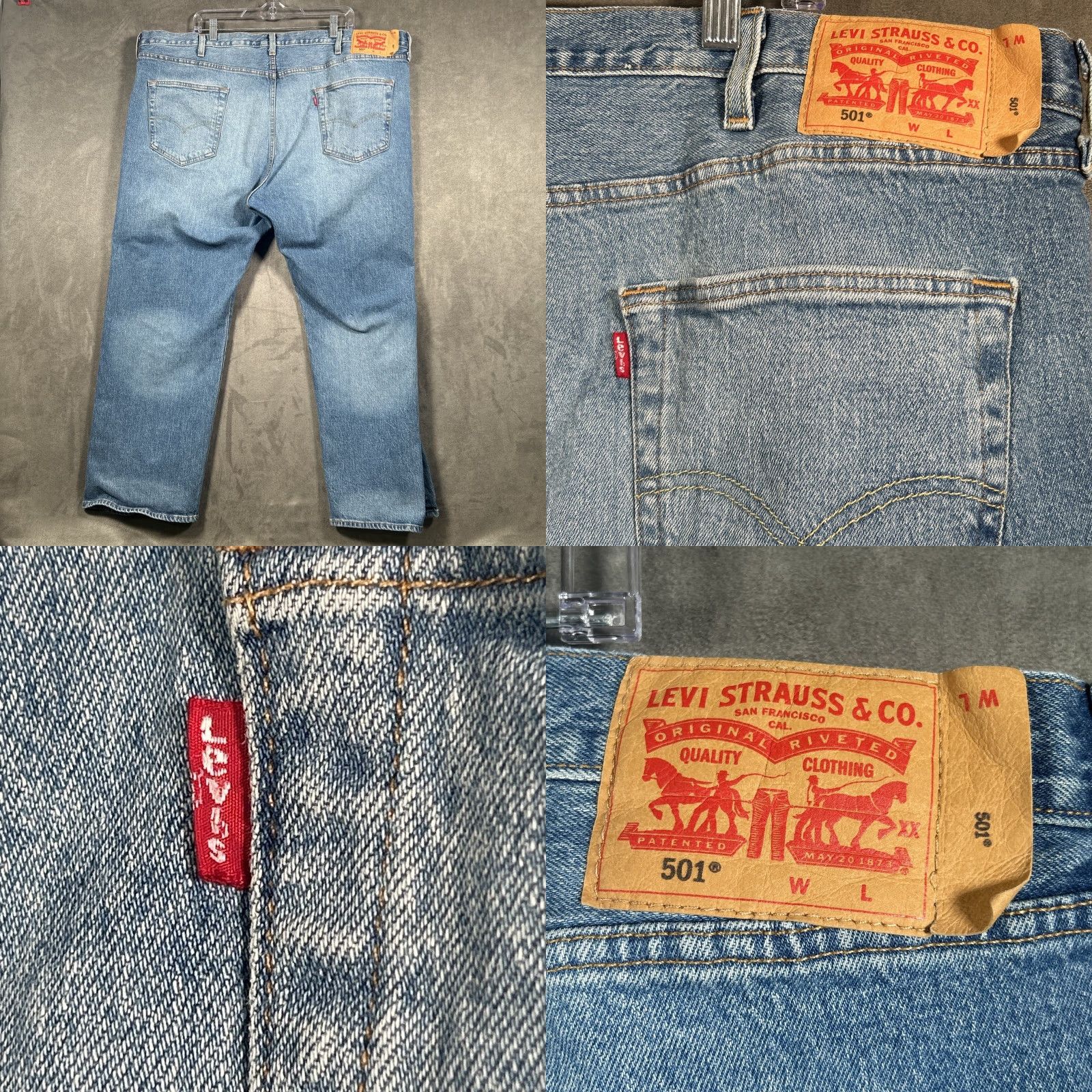 Levi's Levi's 501 Regular Fit Straight Jeans Mens 46X28 Blue Denim 5 Pocket Solid Cotton Jeans Size US 30 / EU 46 - 8 Thumbnail
