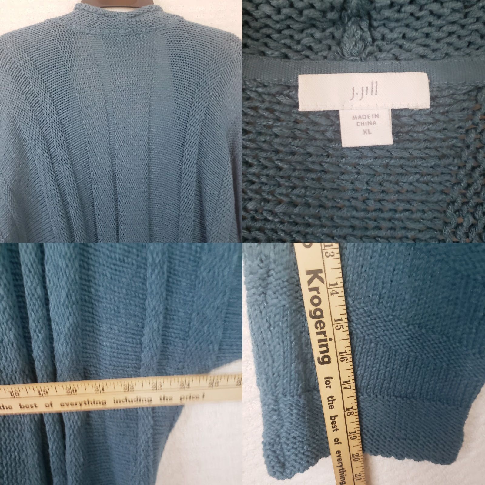 J. Jill J. Jill Cardigan Sweater Open Front No Buttons Women's XL Green Knit Open Front Cardigan Processing? Size XL / US 12-14 / IT 48-50 - 8 Thumbnail