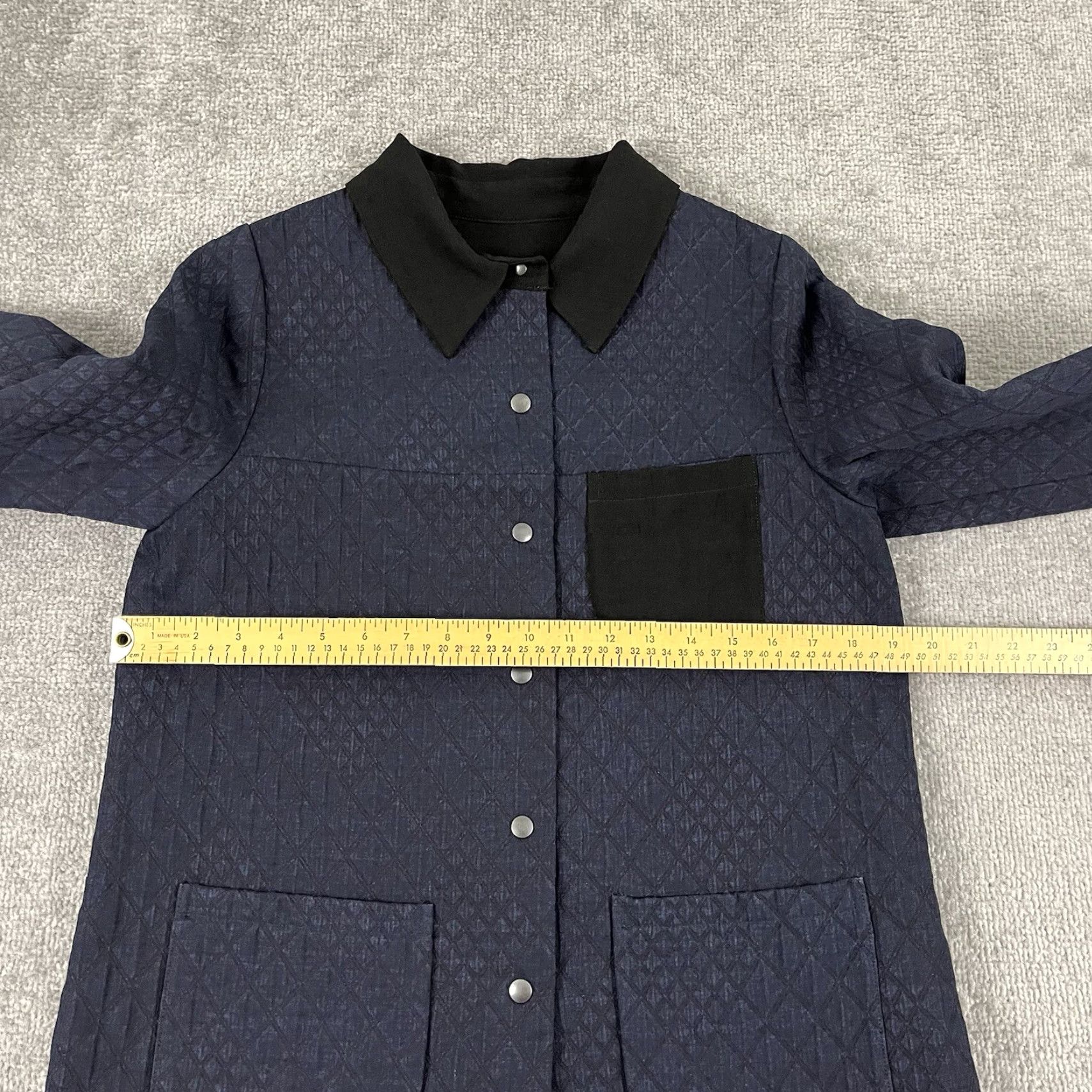 Vintage BABETTE Jacket Womens XXS Oversized Blue Quilted Snap Front Barn Coat Pockets Size XXS / US 00 / IT 34 - 4 Thumbnail