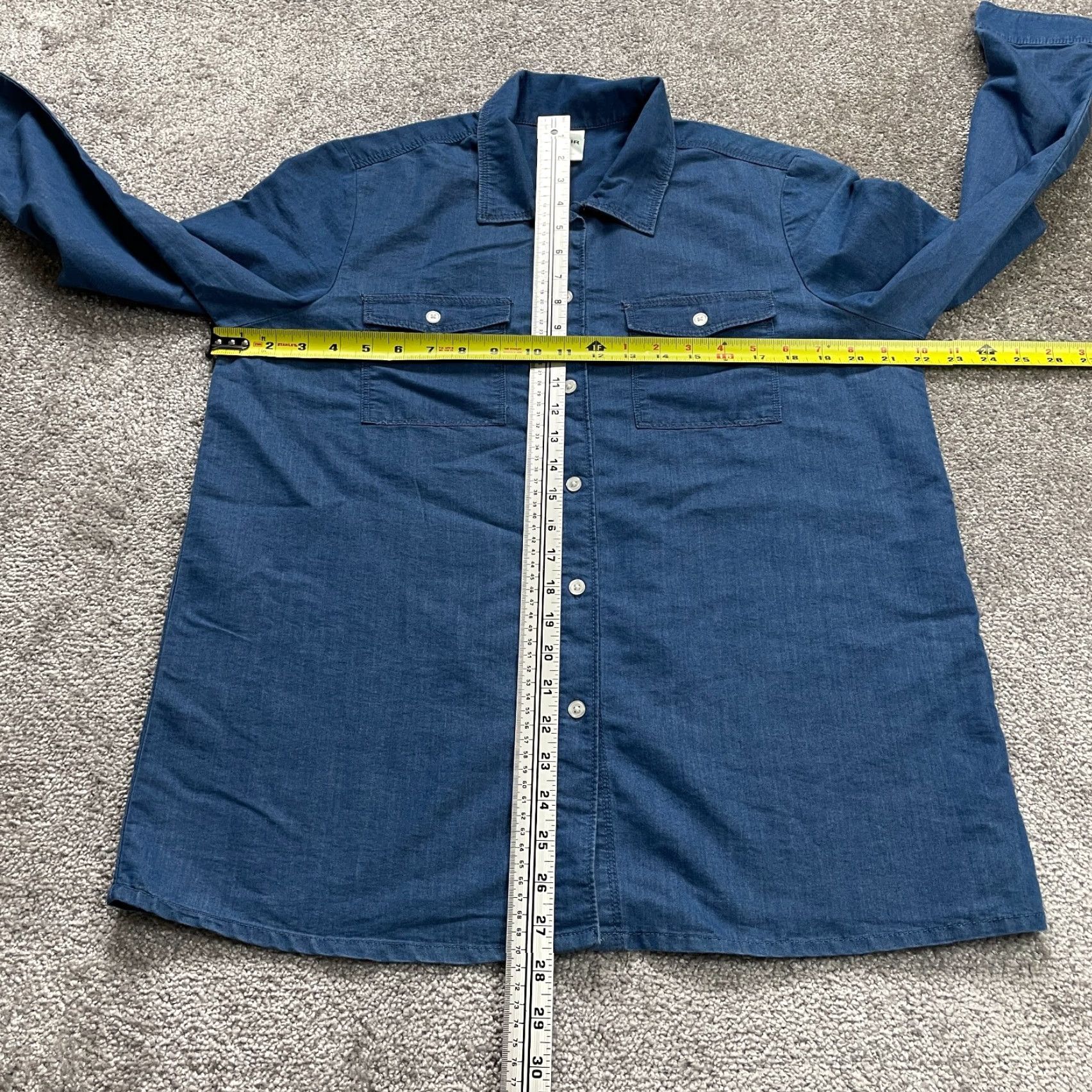Blair Blair Shirt Women Medium Blue Denim Button Up Pocket Collared Chambray Casual Size M / US 6-8 / IT 42-44 - 6 Thumbnail