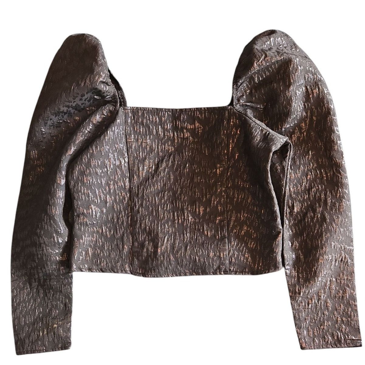 H&M H&M | Puff Sleeve, Square Neck Shimmer Blouse | Size Medium Size M / US 6-8 / IT 42-44 - 4 Thumbnail