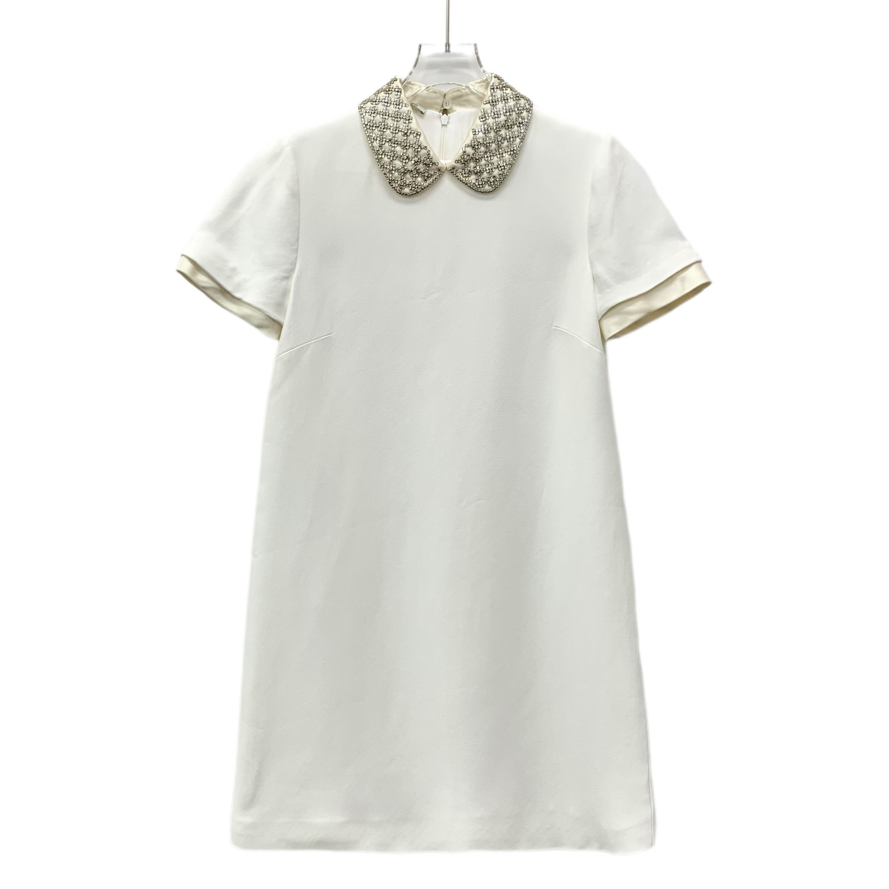 Miu Miu MiuMiu Crystal-Collar Dress White (Size S) Size S / US 4 / IT 40 - 1 Thumbnail