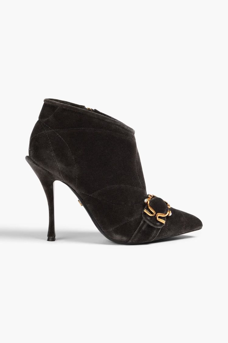 Dolce & Gabbana o1y0825 Velvet Ankle Boots in Lead Size US 10.5 / IT 40.5 - 1 Thumbnail