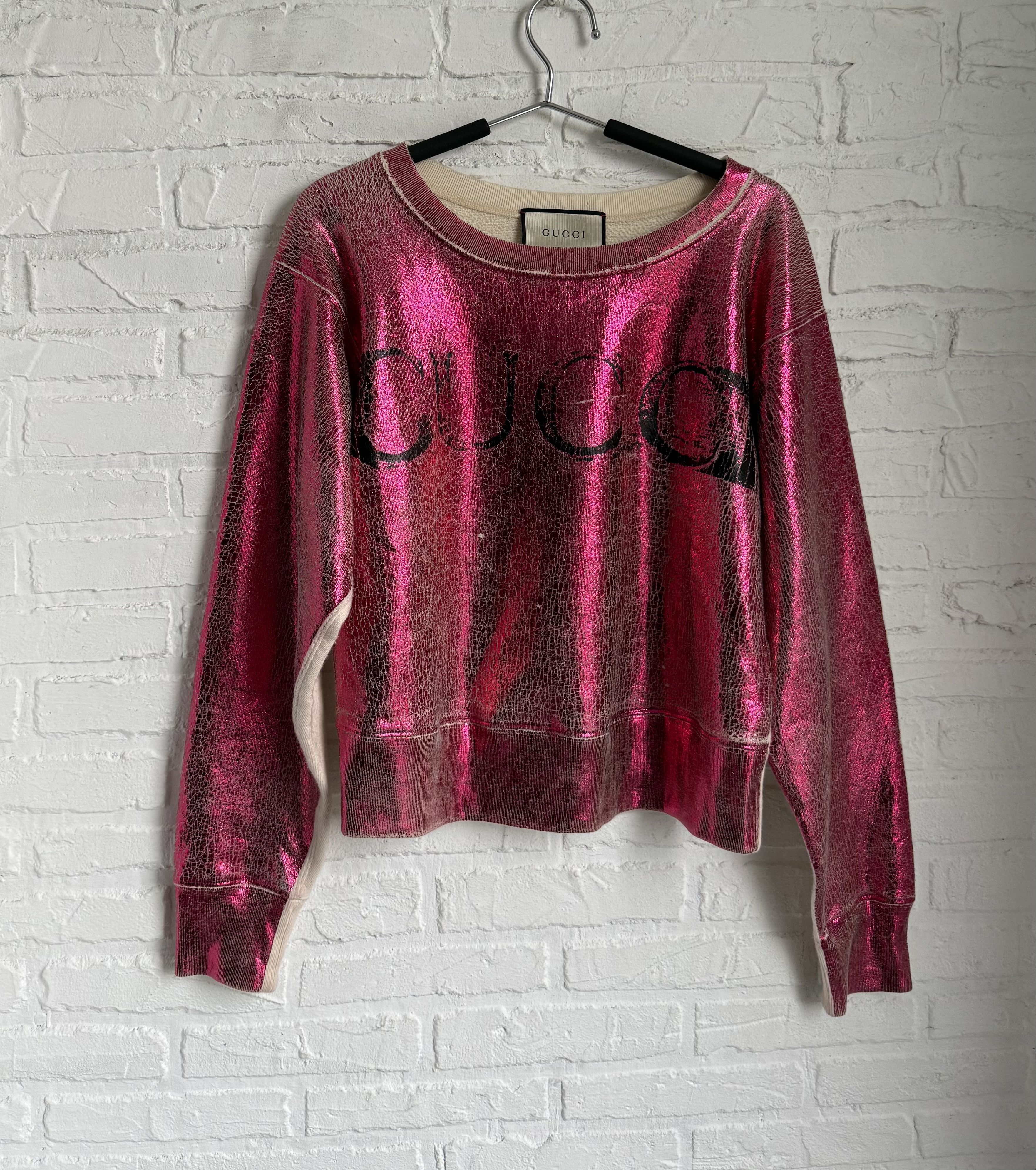 Gucci Gucci Blind For Love Metallic Pink Logo Sweatshirt Crewneck Size XS / US 0-2 / IT 36-38 - 2 Thumbnail