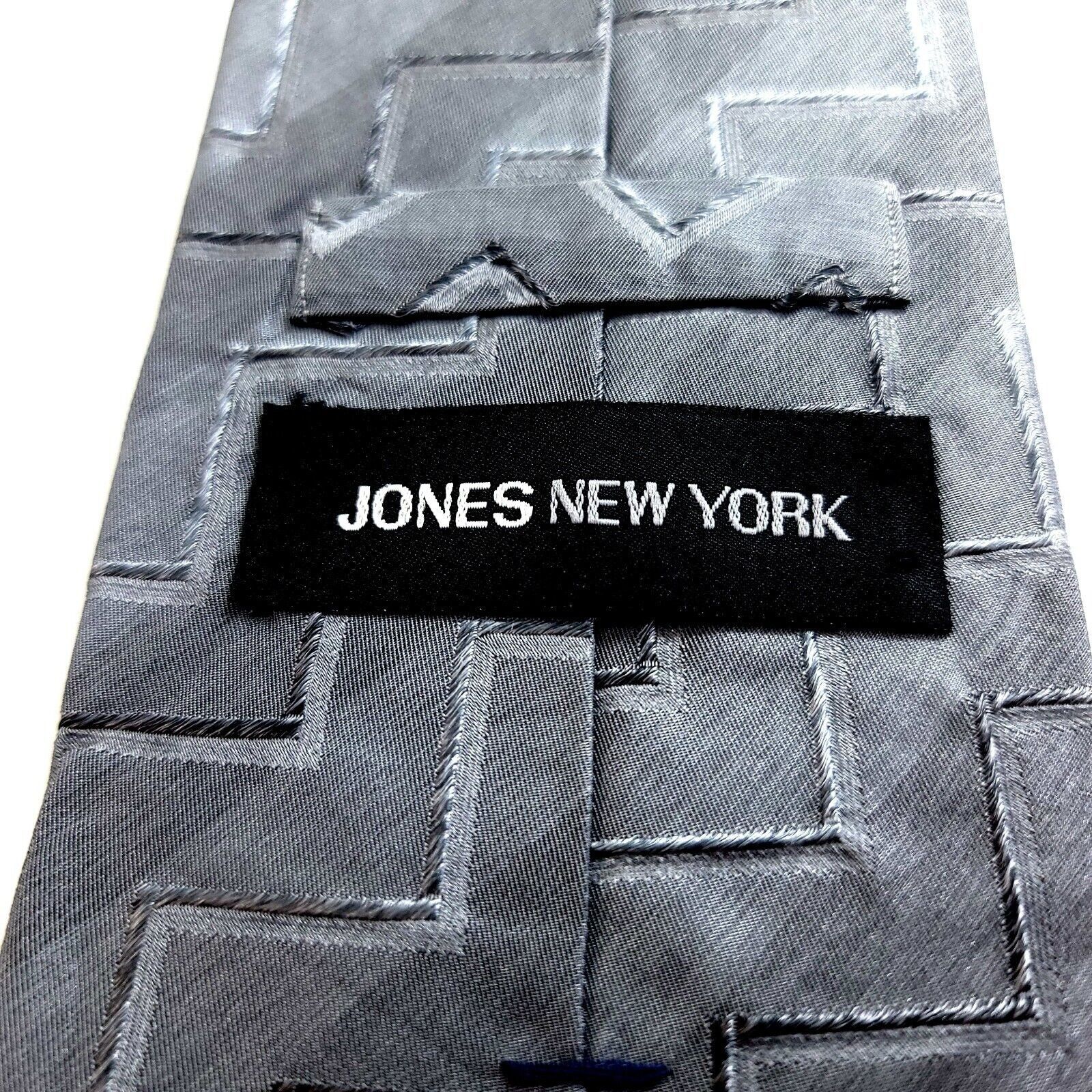 Jones New York Jones New York Gray Zig Zag Striped Woven Short Silk Tie Size ONE SIZE - 3 Thumbnail