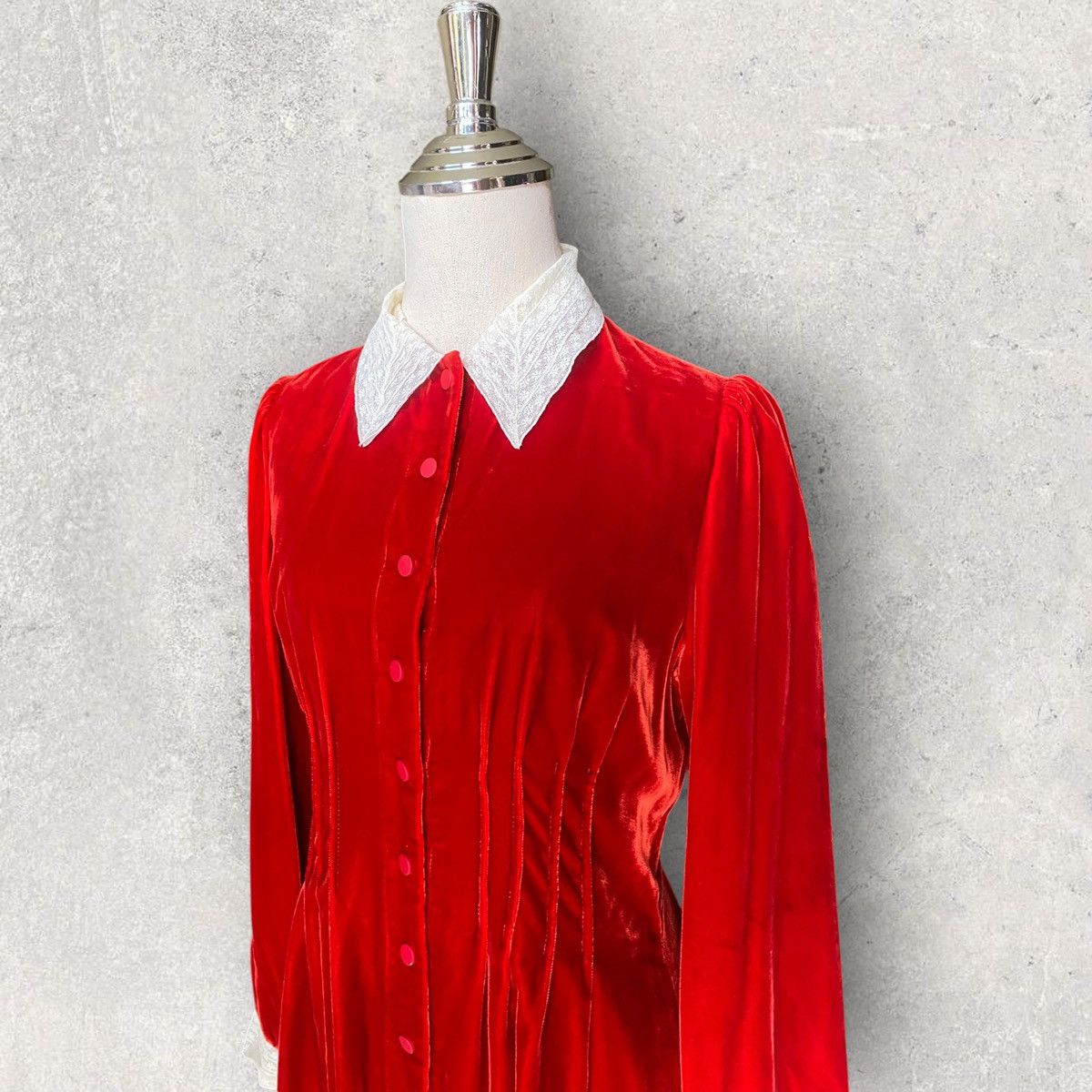 Dior Pre Fall 2017 Red Velour Dress Size S / US 4 / IT 40 - 4 Thumbnail