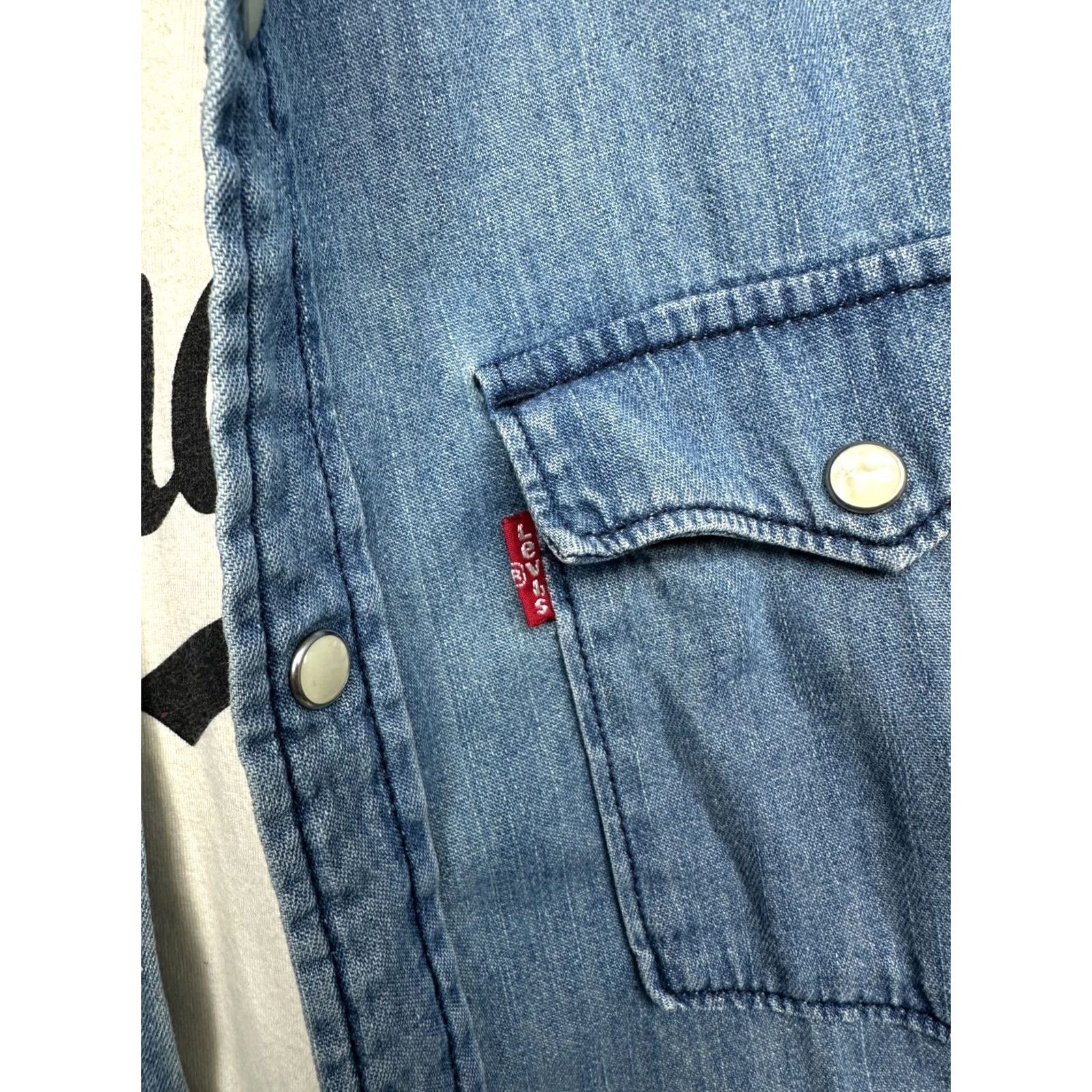 Levi's Levi's Mens Denim Shirt Jeans M Blue Cotton Denim Button-Up Long Sleeve Collared Snap Front Size US M / EU 48-50 / 2 - 3 Thumbnail