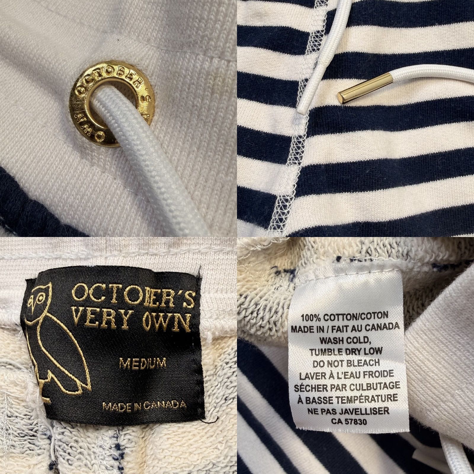 Vintage October's Very Own Shorts Mens Medium Blue White Stripe Fleece Sweat Drawstring Size US 31 - 8 Thumbnail