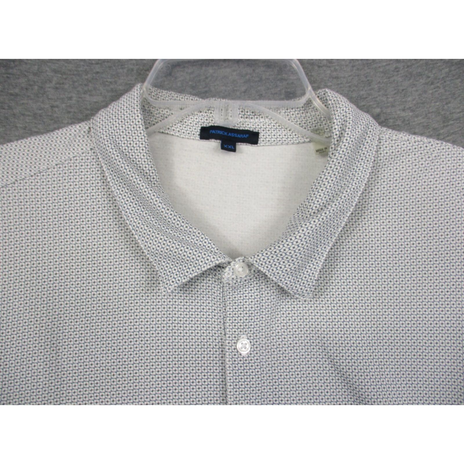 Vintage Patrick Assaraf Polo Shirt Mens 2XL White Gray Geometric Print Stretch Shirt Mens Size 2XL Polo Easy Care Size US XXL / EU 58 / 5 - 5 Thumbnail