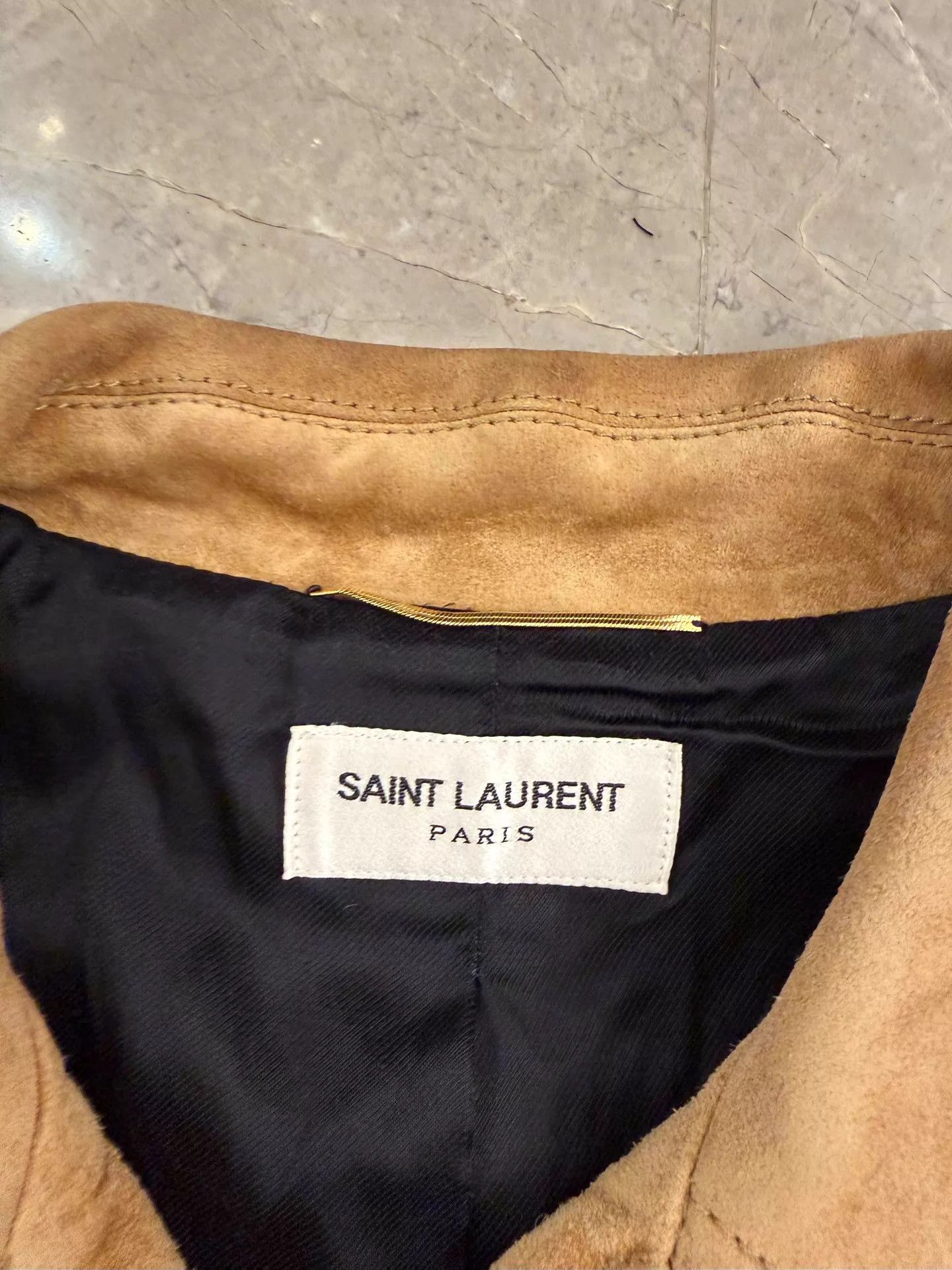 Saint Laurent Paris SLP Natural Calfskin Suede Court Style Napoleon Jacket F34 Size XS / US 0-2 / IT 36-38 - 8 Thumbnail