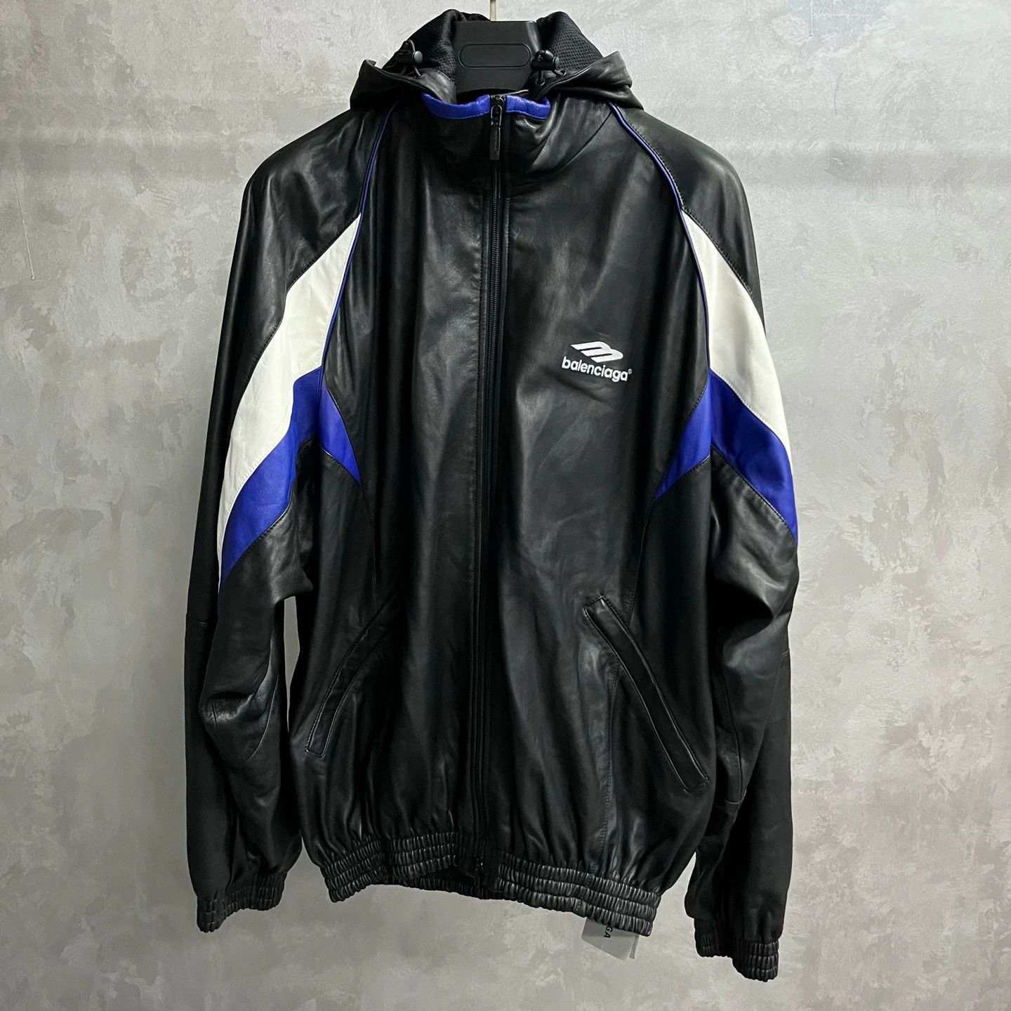 Balenciaga Balenciaga Color-Block Logo Hooded Leather Jacket Size US M / EU 48-50 / 2 - 1 Thumbnail