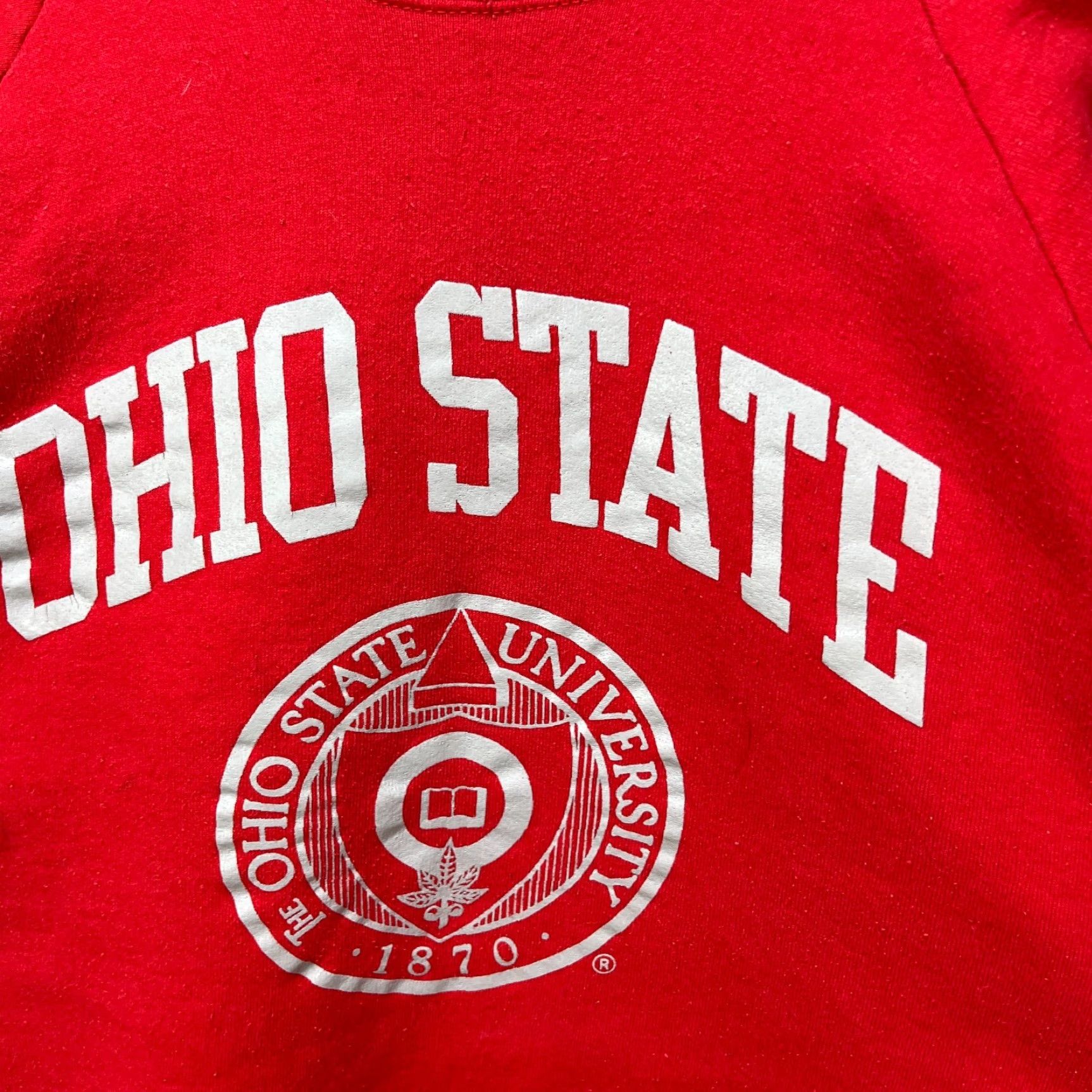 Fruit Of The Loom Vintage Ohio State Buckeyes Raglan Sweatshirt 2XL Red Mens Sweatshirt OSU Raglan 80s Made in USA Size US XXL / EU 58 / 5 - 3 Thumbnail