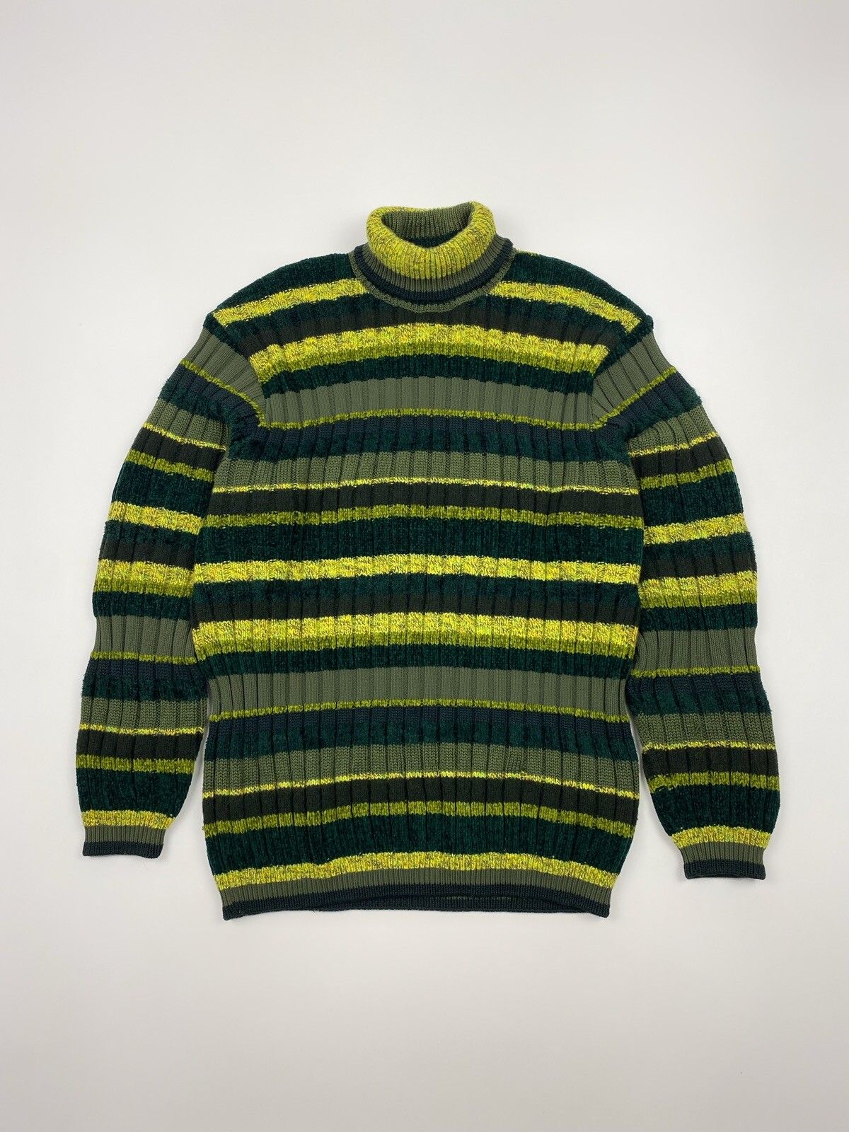 Vintage 1990s Vintage Versace Classic V2 Stripped Turtleneck Sweater Size US L / EU 52-54 / 3 - 1 Preview