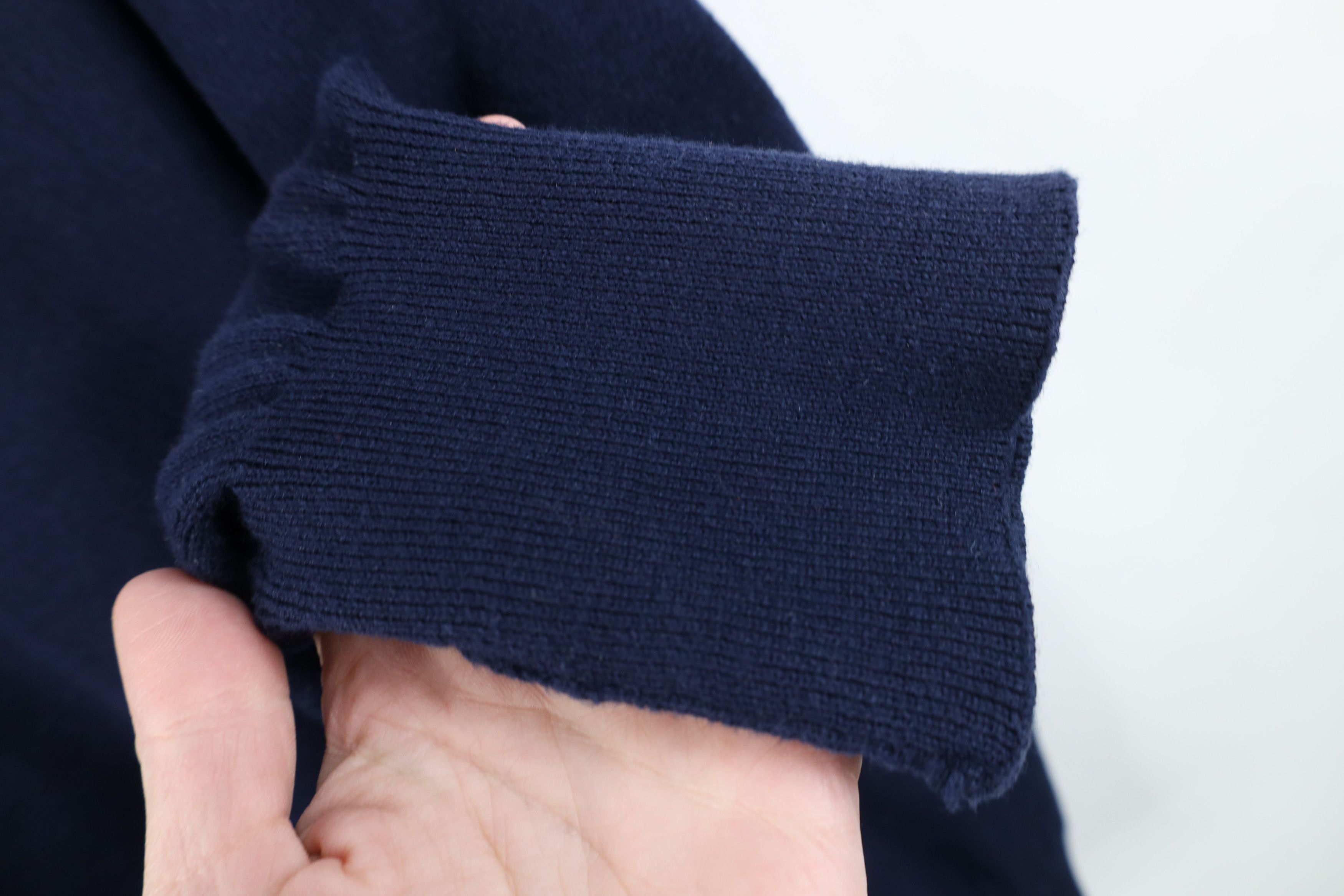 Lands' End Vintage 90s Lands End Cotton Ribbed Knit V-Neck Sweater Navy Size US L / EU 52-54 / 3 - 7 Thumbnail