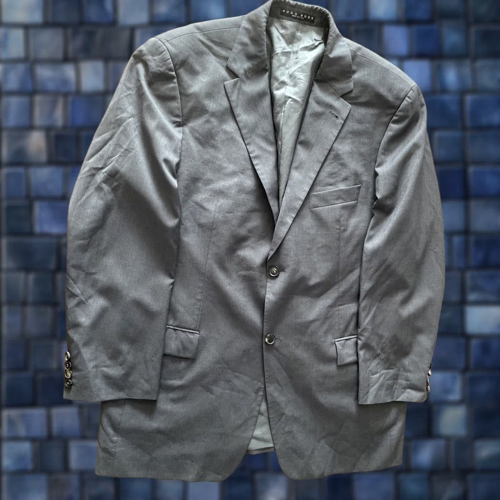 Hugo Boss VINTAGE HUGO BOSS Sport Jacket Coat Mens Gray Wool Blazer 44R Classic Designer Size 44R - 1 Thumbnail