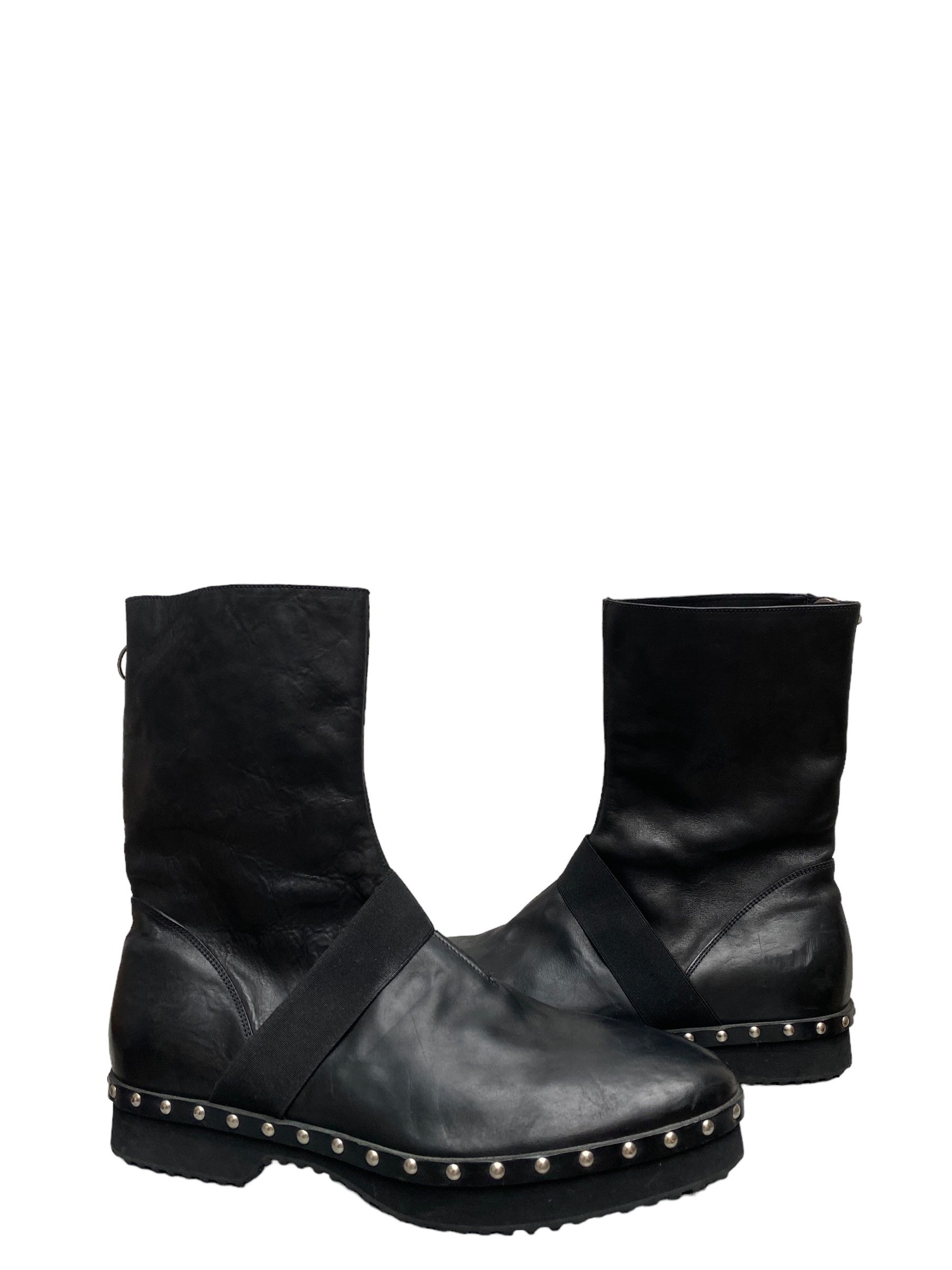 image of Premiata Black Leather Strap Studded Boots, Men's (Size 10)