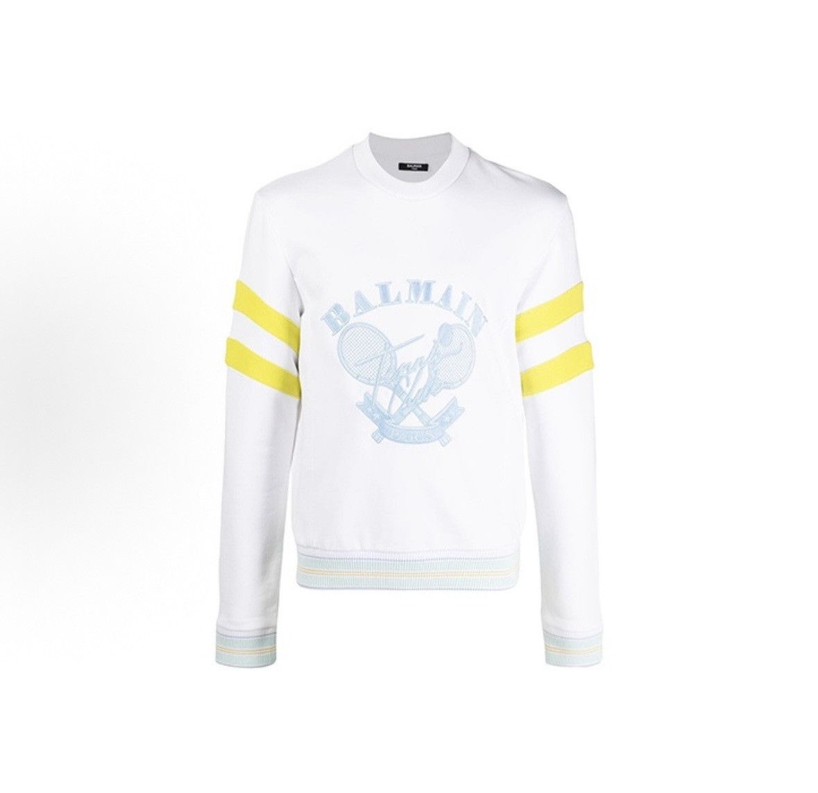 Balmain NWT Tennis Racket Embroidery Striped Sweatshirt - WHITE, L Size US L / EU 52-54 / 3 - 1 Thumbnail