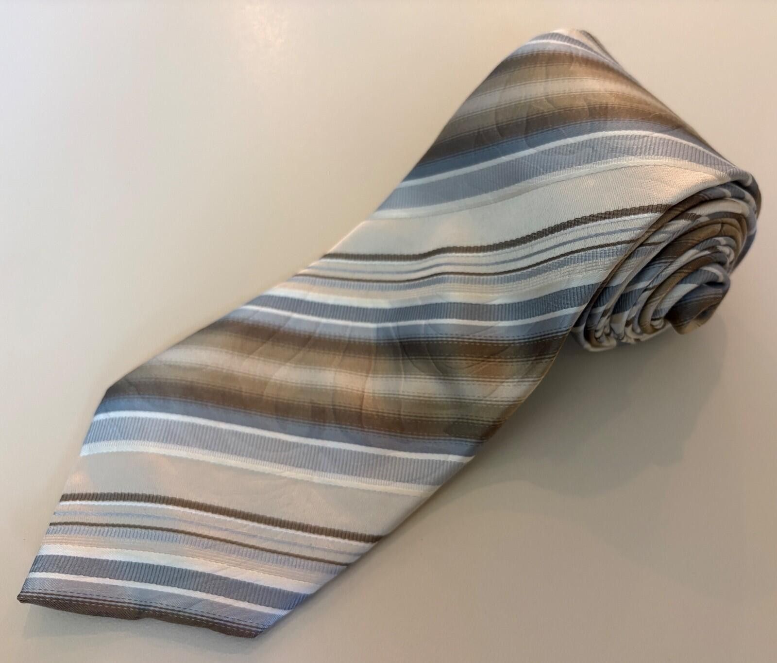 Kenzo Kenzo Homme Italy Silk Tie Vtg Diagonal Stripe Brown Grey Size ONE SIZE - 2 Thumbnail