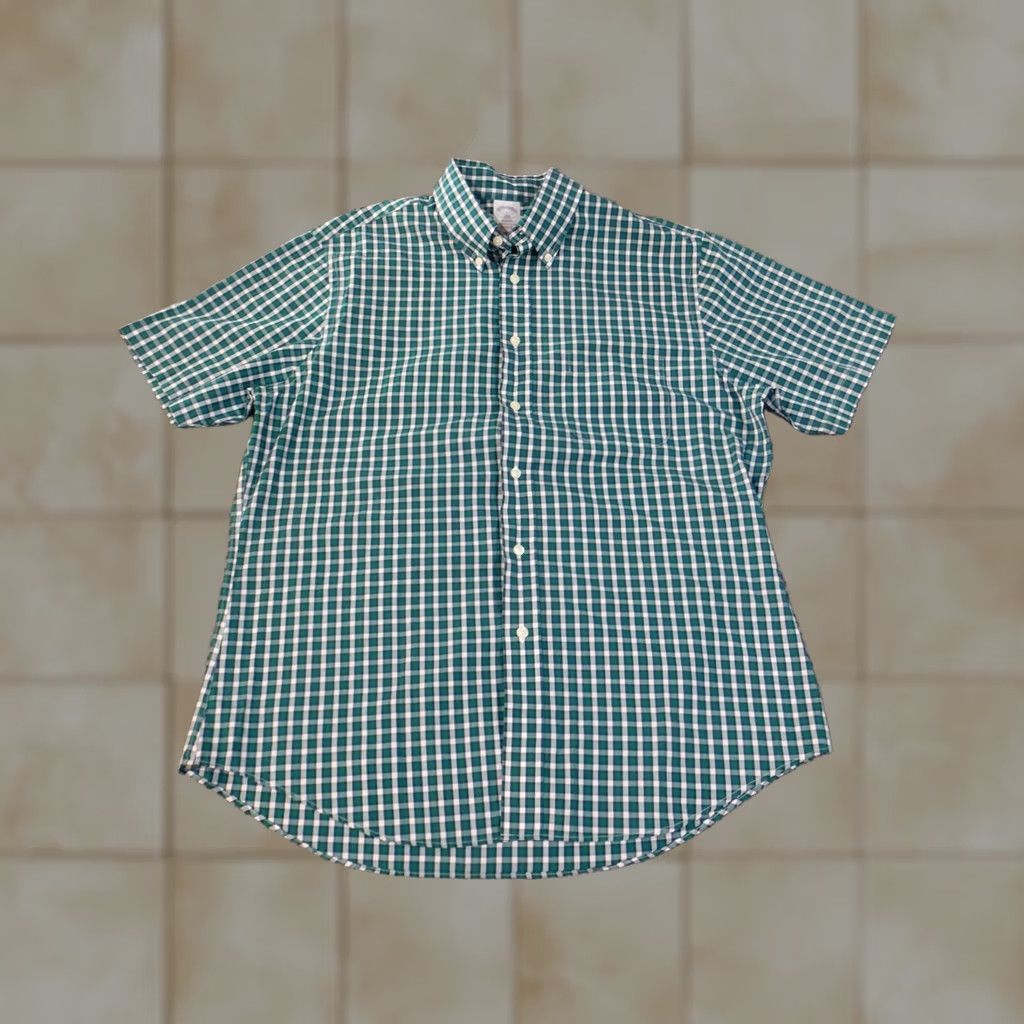 Brooks Brothers Brooks Brothers Shirt Large Green Plaid Button Down Regent Classic Business Mens Size US L / EU 52-54 / 3 - 1 Thumbnail