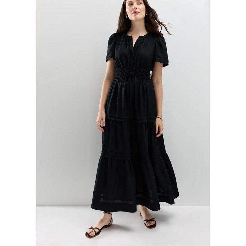 Quince Quince 100% European Linen Tiered Maxi Dress Black Size XS Size XS / US 0-2 / IT 36-38 - 2 Thumbnail
