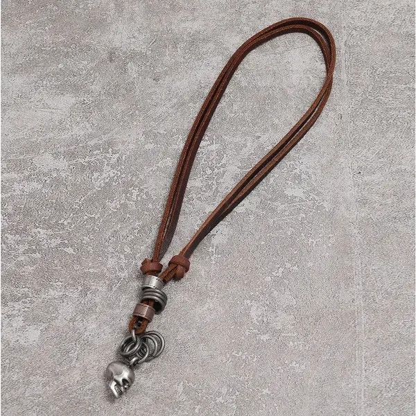 Leather Kida Vintage Handmade Leather Skull Adjustable Necklace Size ONE SIZE - 2 Thumbnail