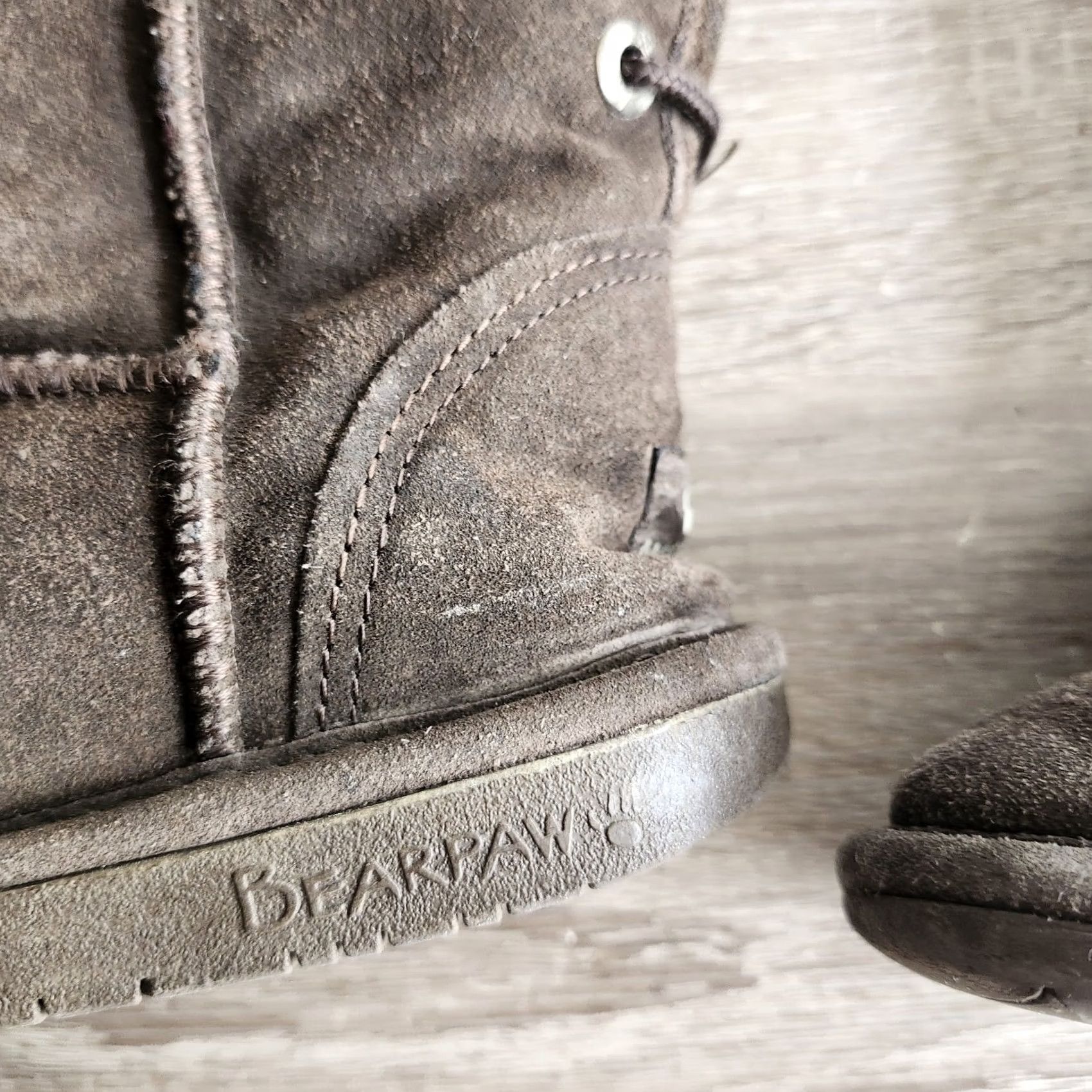Vintage VINTAGE Bear Paw Women's Bootie - Boots - Dark Brown Suede - Size 6 - 90s - Lace Up - Winter Fall Spring - Brown - Women Size US 6 / IT 36 - 6 Thumbnail