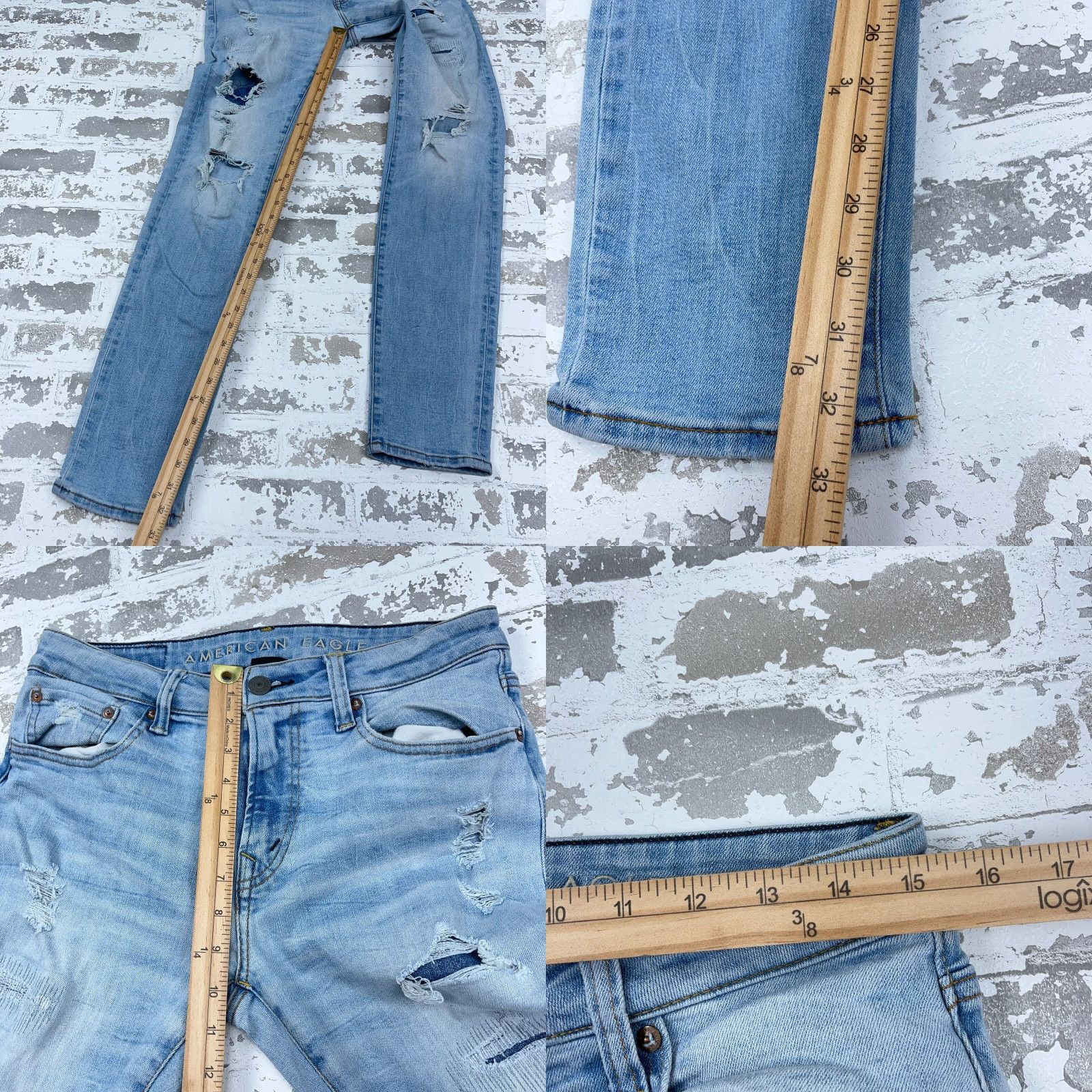 American Eagle Outfitters American Eagle Jeans Men 30x34 Athletic Skinny Fit Light Wash Blue 5-Pocket Denim Size US 30 / EU 46 - 8 Thumbnail