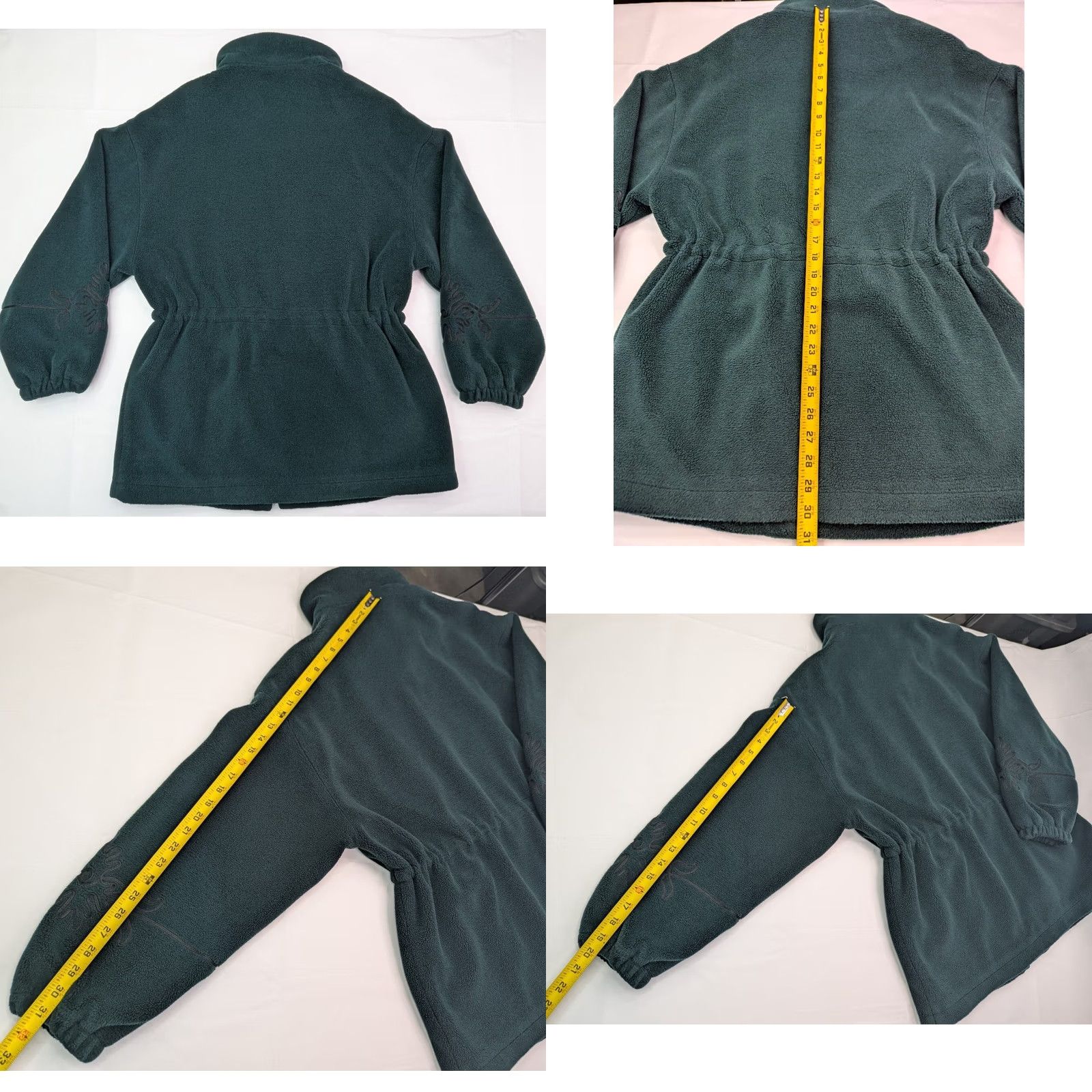 Vintage IZZY Fleece Lined Toggle Zip Jacket Green Floral Embroidery Women M Vintage Size M / US 6-8 / IT 42-44 - 9 Thumbnail