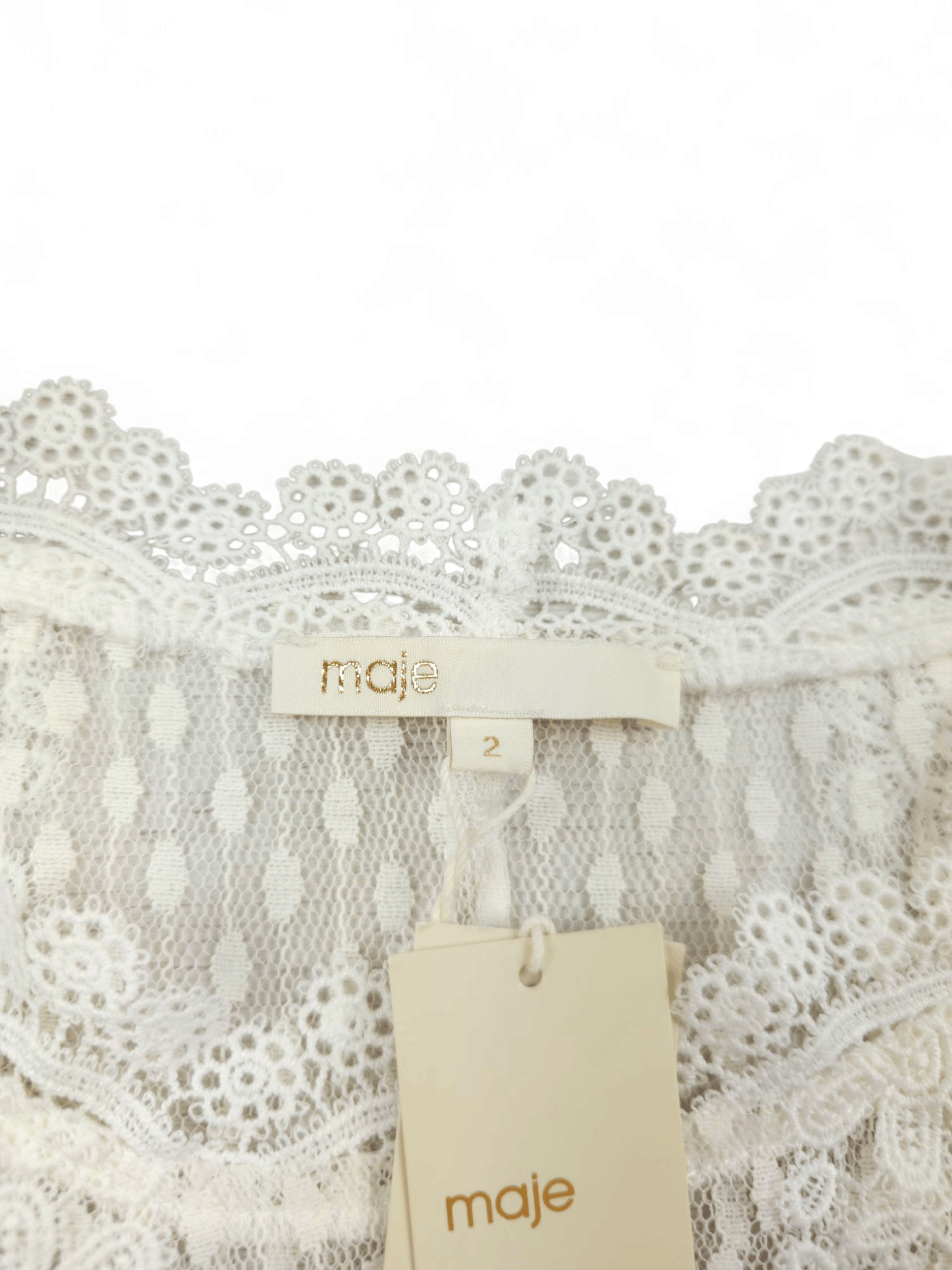 Maje 💎 Maje Transparent White Lace Midi-Length Dress Size M / US 6-8 / IT 42-44 - 9 Thumbnail