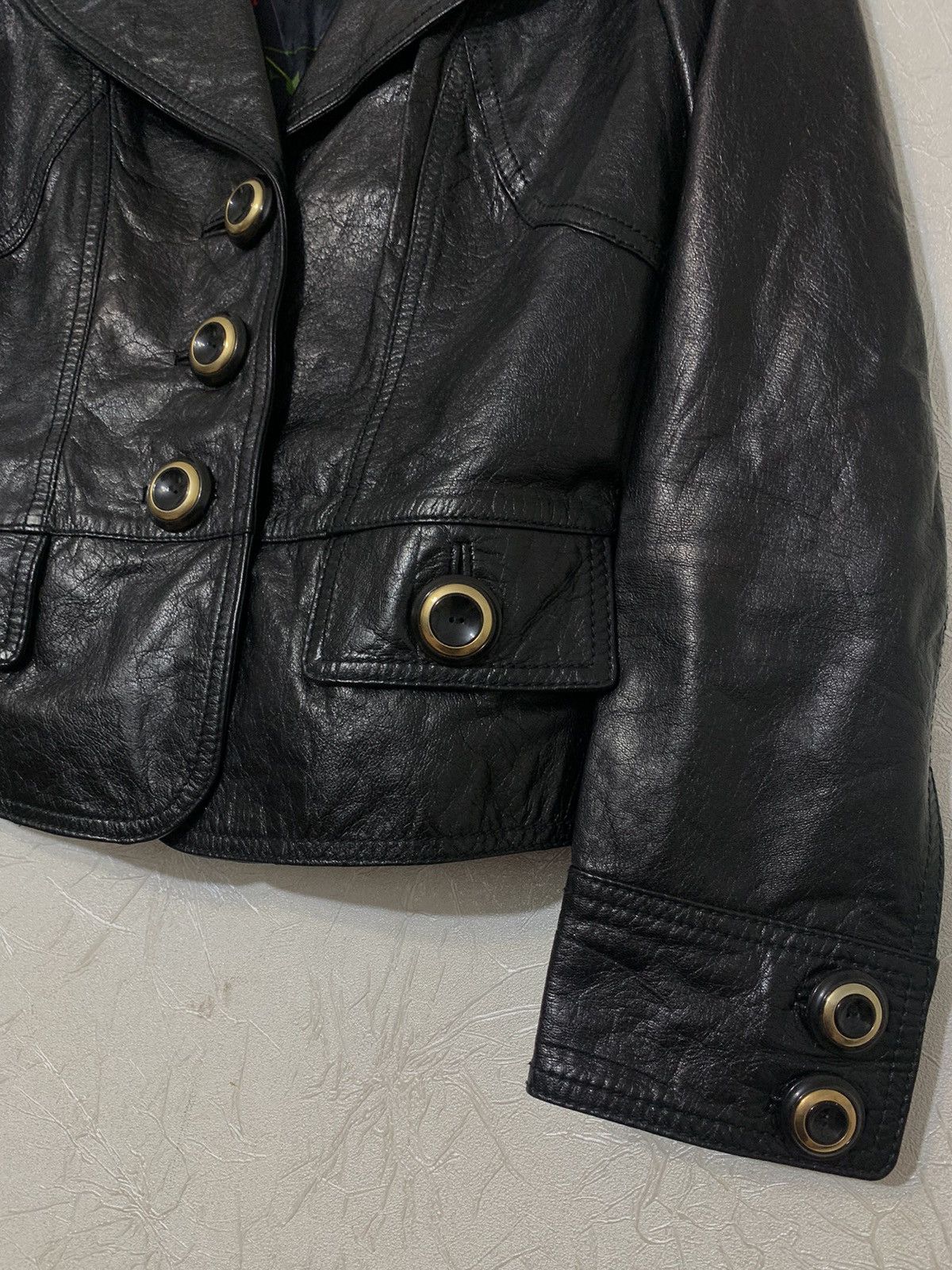 Dolce & Gabbana × Vintage Dolce & Gabbana Women’s Goatskin Black Button Jacket Size 42 Size M / US 6-8 / IT 42-44 - 4 Thumbnail