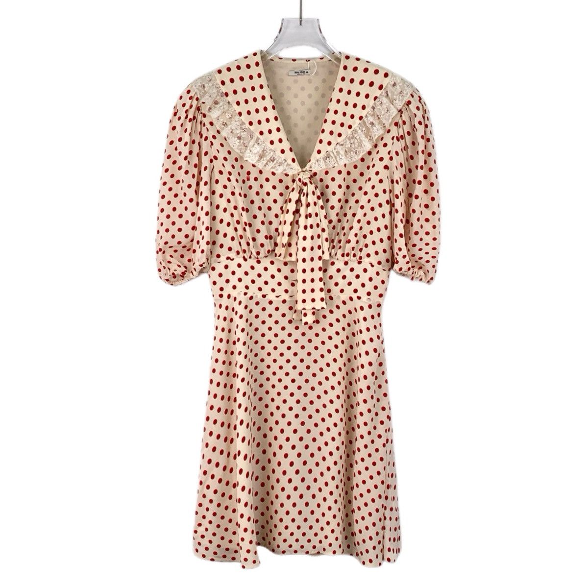 Miu Miu Miu Miu Polka Dot Silk Short Sleeve Dress K26WX Size M / US 6-8 / IT 42-44 - 1 Thumbnail