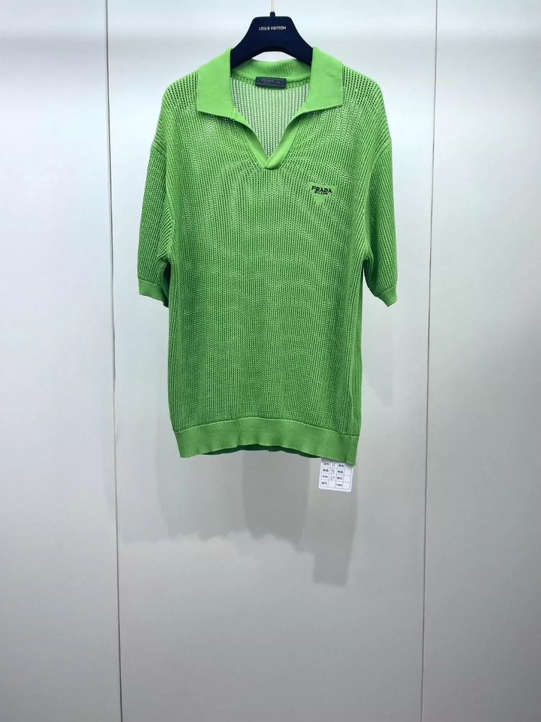 Prada Prada Green Knit Pique Polo Top-dmc Size US L / EU 52-54 / 3 - 1 Thumbnail