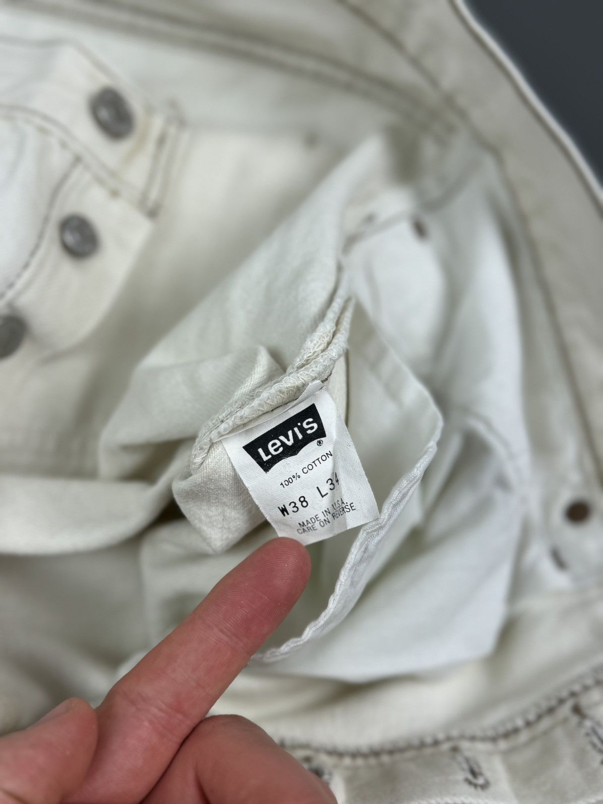 Levi's 90’s Vintage Faded Levi’s 501 White Jeans Pants Made in USA Size US 38 / EU 54 - 15 Thumbnail