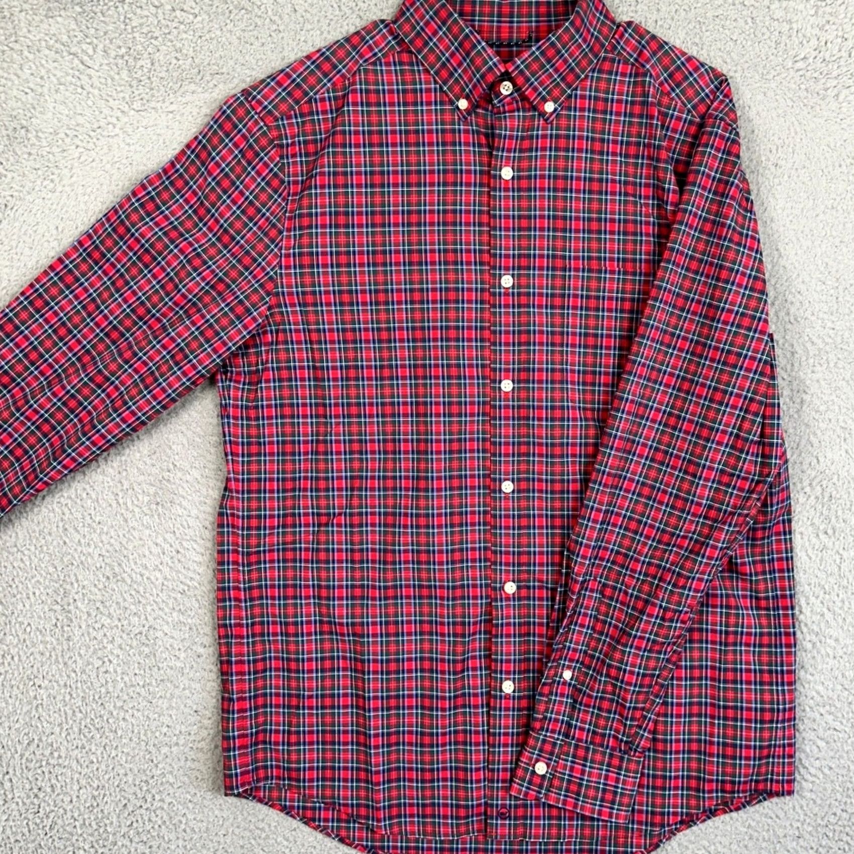 Vineyard Vines Vineyard Vines Shirt Men M Red Blue Plaid Button Up Performance Classic Fit Size US M / EU 48-50 / 2 - 2 Thumbnail